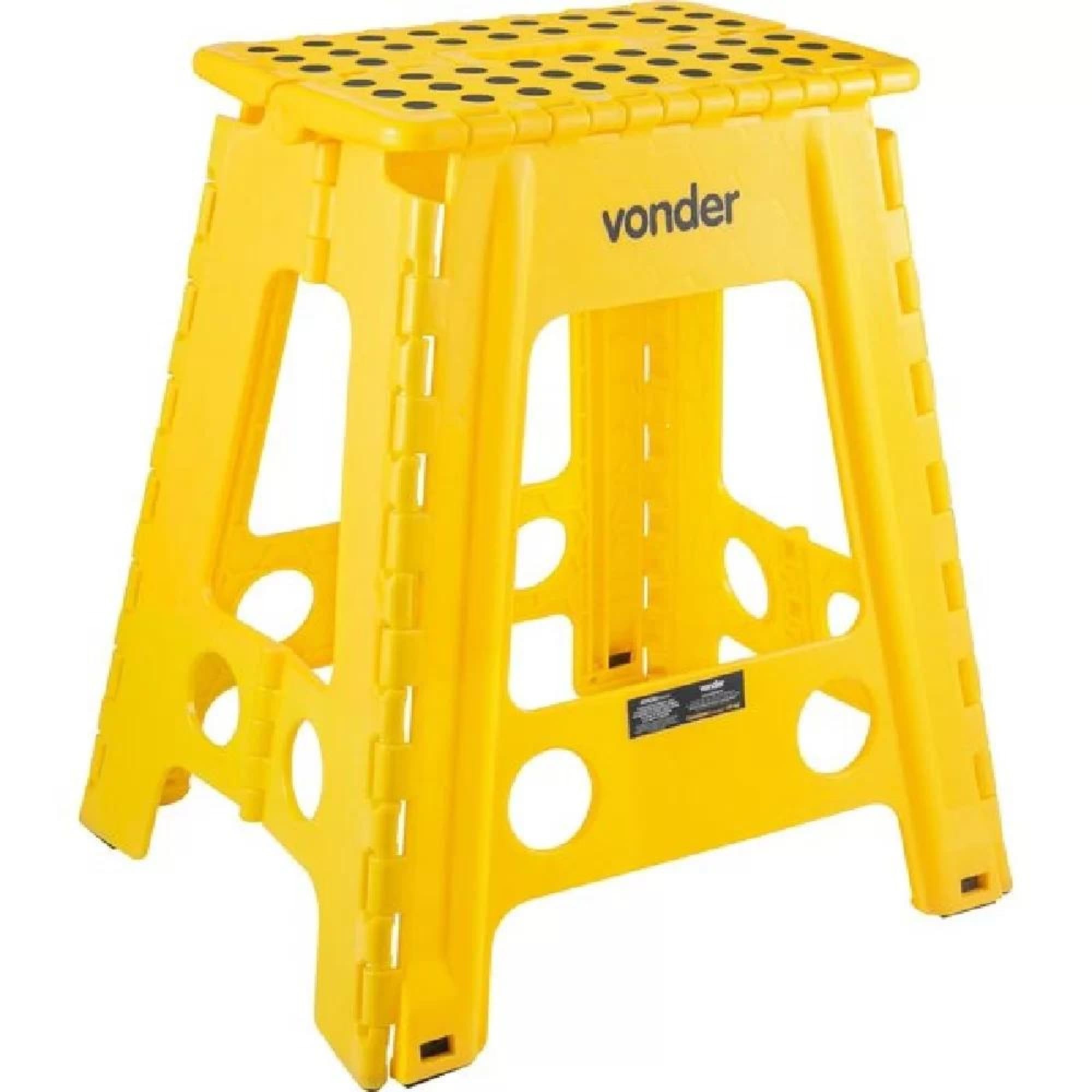 Banqueta Plástica Dobrável Amarela Altura 450mm Aguenta até 150kg Vonder - 3540045001