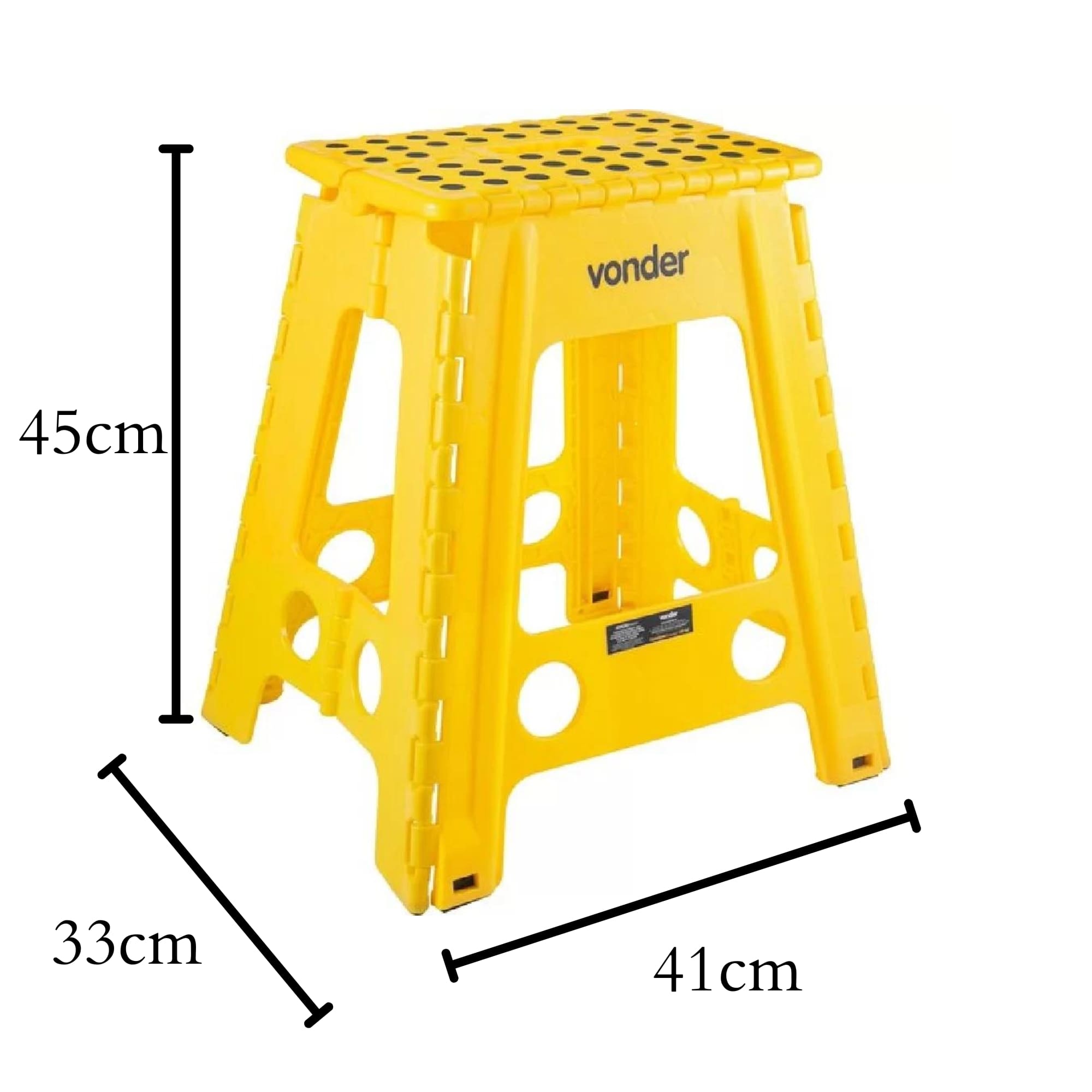 Banqueta Plástica Dobrável Amarela Altura 450mm Aguenta até 150kg Vonder - 3540045001