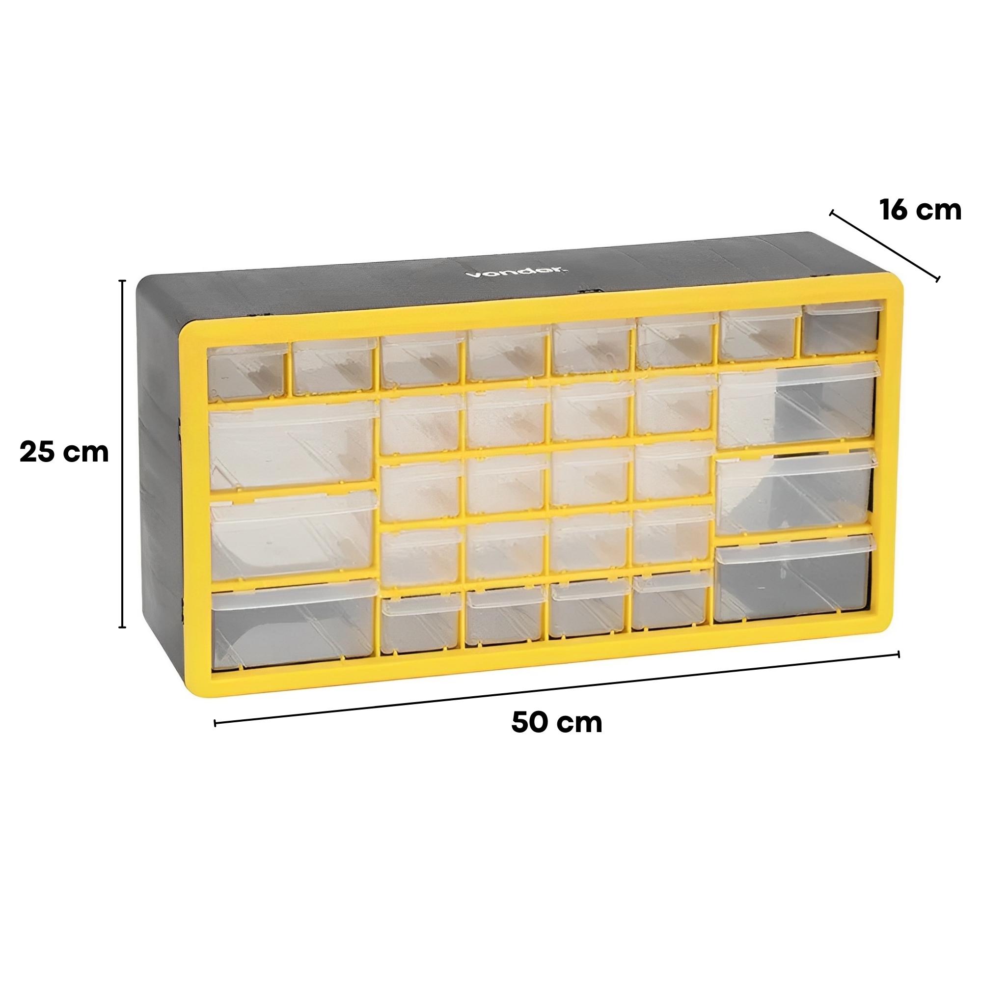 Organizador plástico Vonder c/ 3 Gavetas, Divisórias, 50x16x25 cm OPV 0300 - 6108300000
