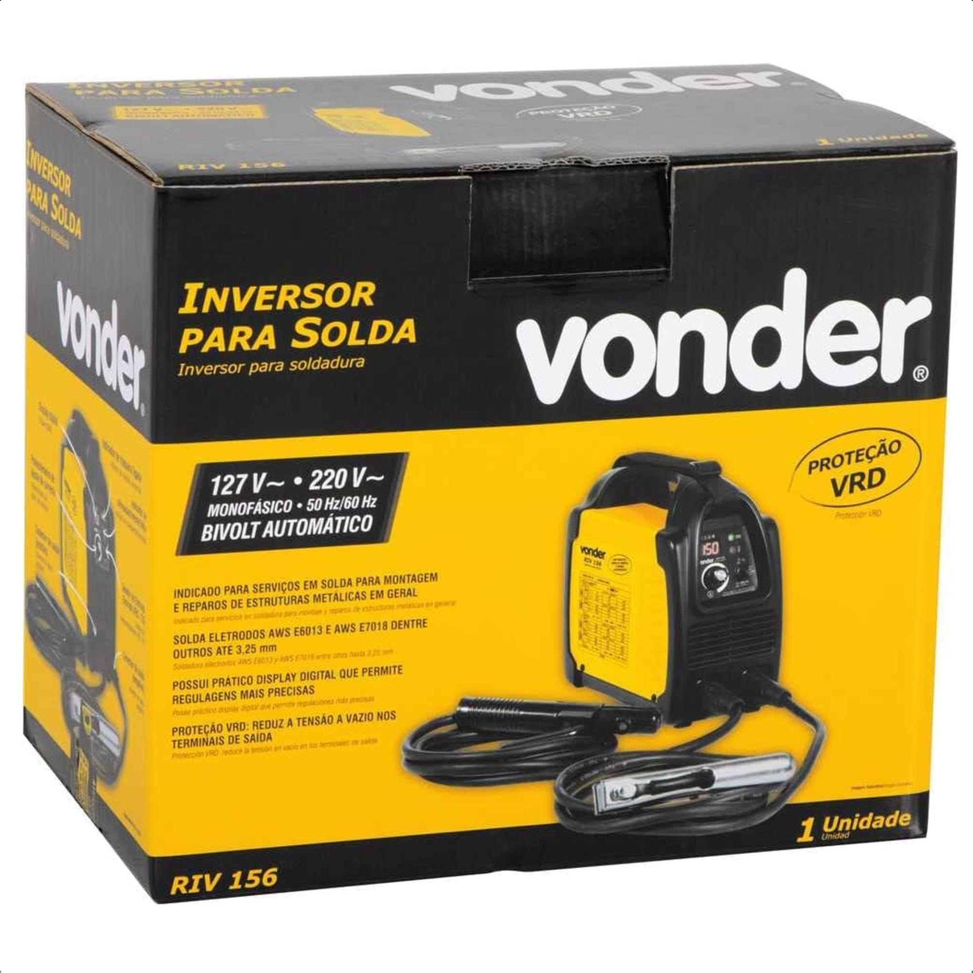 Inversor para Solda Bivolt com Eletrodo e TIG 150A RIV 156 com Display Digital Vonder - 6878156000