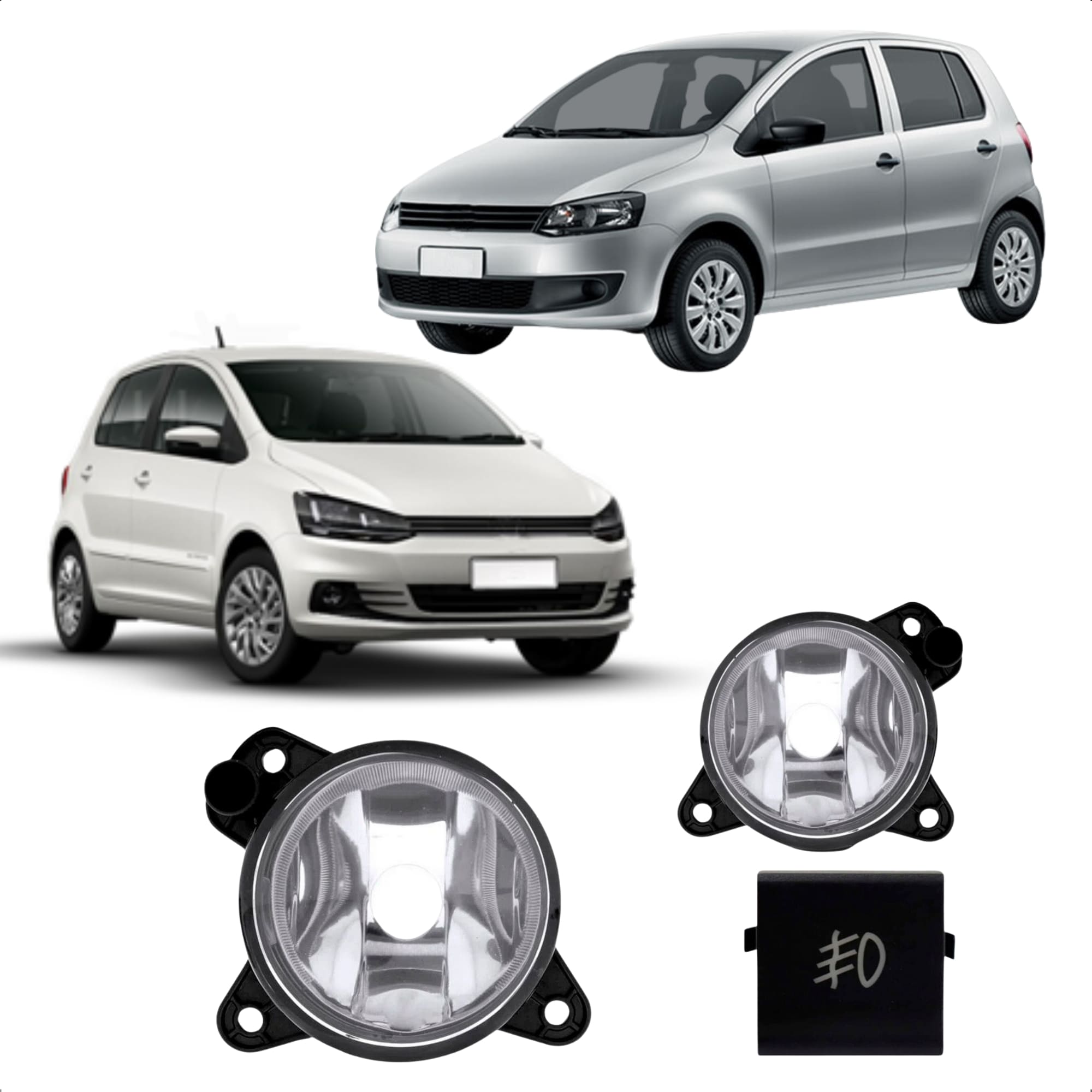 Kit Farol de Milha Fox 2014 a 2015 Lente de Policarbonato Botão Original Quadrado Suits - STS058VW