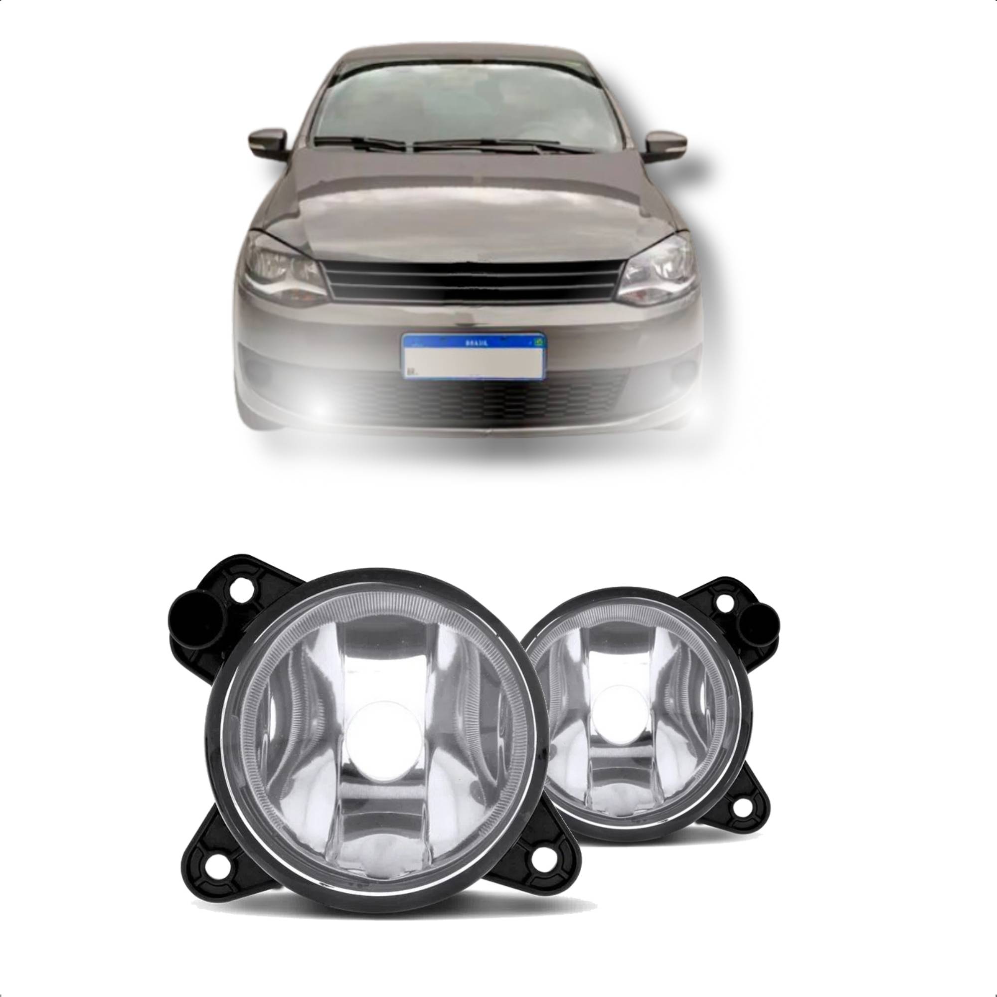 Kit Farol de Milha Fox 2014 Moldura Lente Policarbonato Botão Quadrado Original Suits - STS051VW