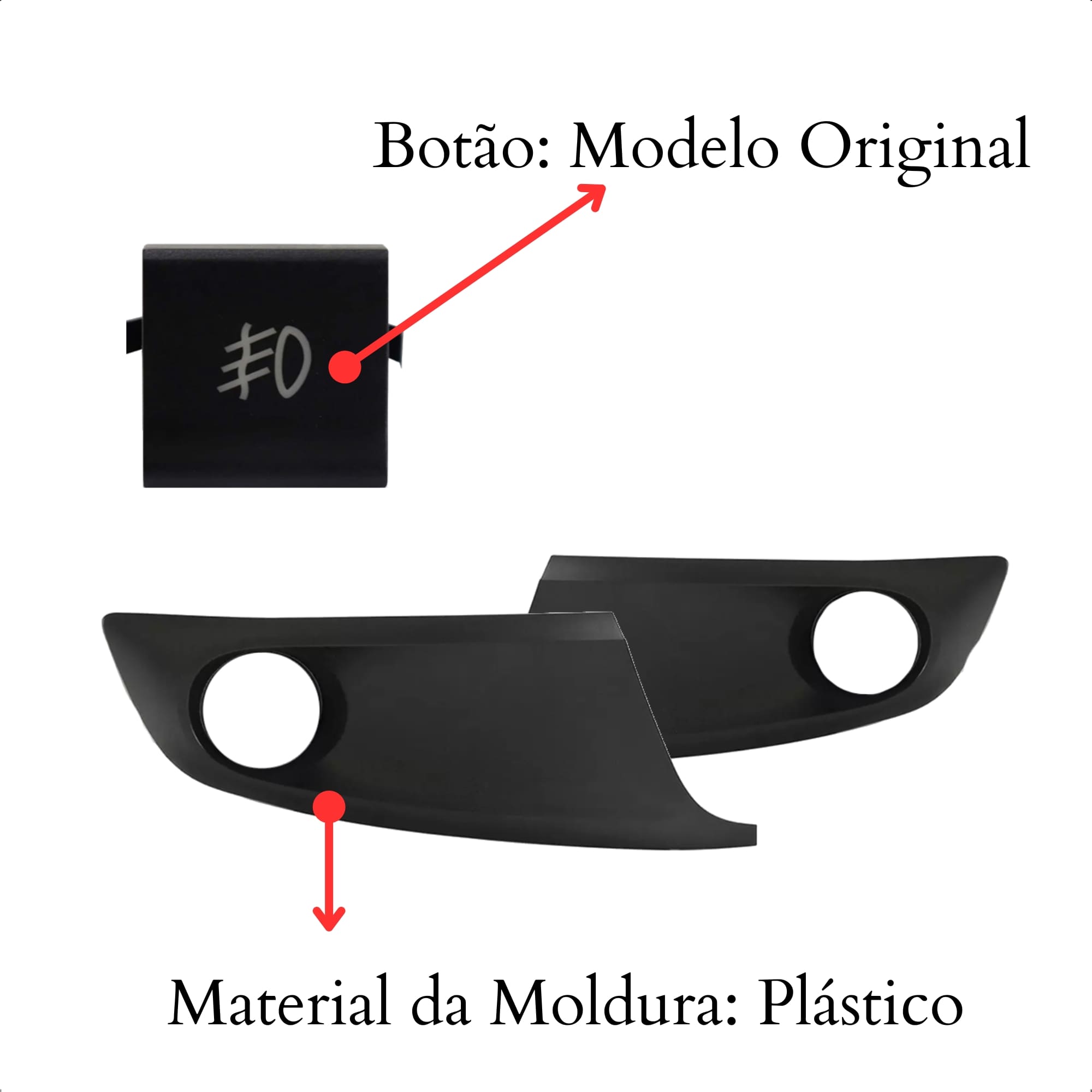 Kit Farol de Milha Fox 2014 Moldura Lente Policarbonato Botão Quadrado Original Suits - STS051VW
