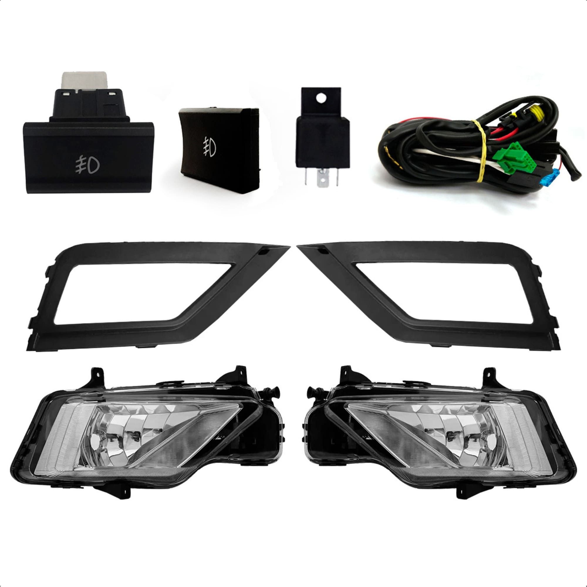 Kit Farol de Milha para Saveiro G7 17/22 Gol Voyage 19/22 Moldura Botão Original Suits - STS066VW