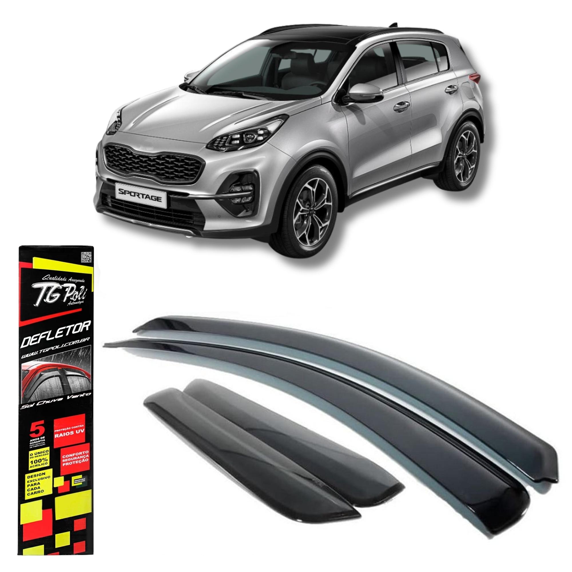 Calha de Chuva Defletor Sportage 2016 2017 2018 2019 2020 2021 Fumê Acrílica -  TG Poli 31.005