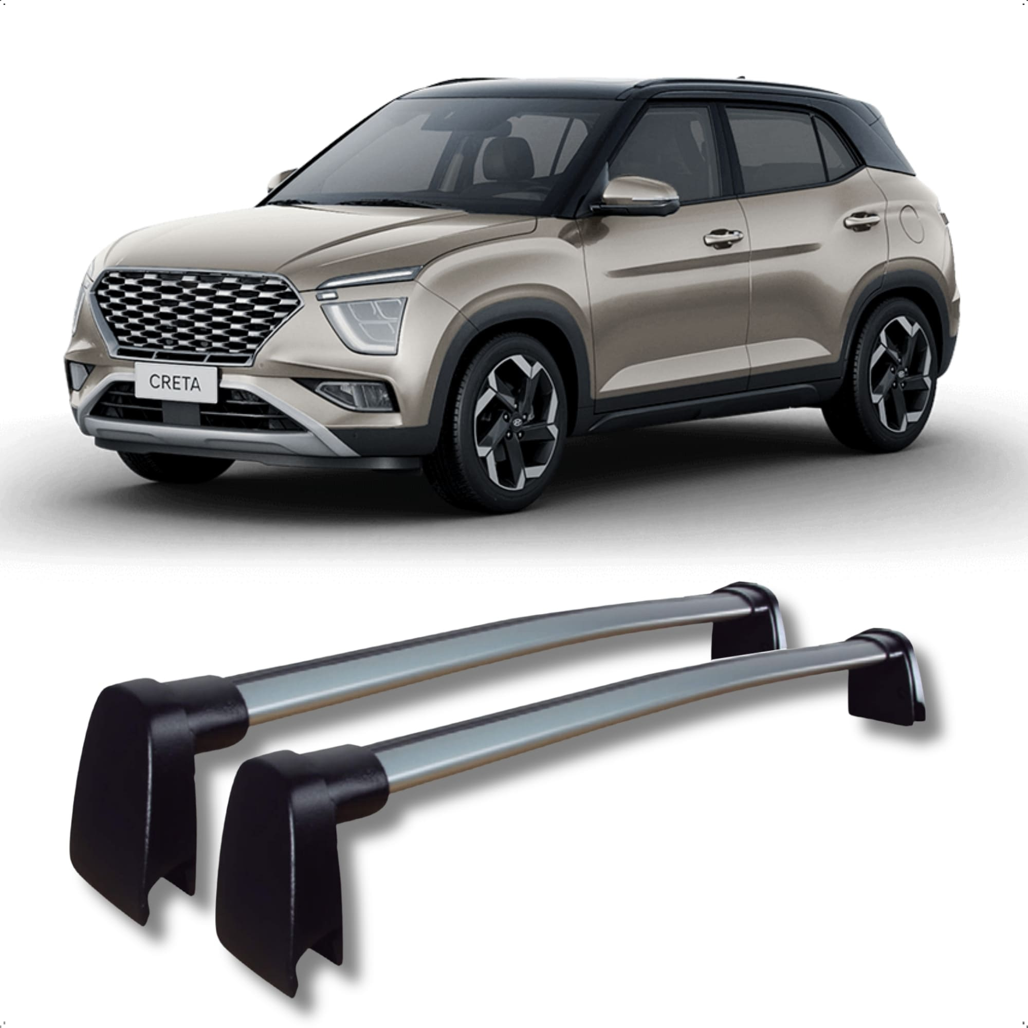 Rack Travessa Prata Creta 2022 e 2023 até 45Kg Presa na Longarina Sem Furar Projecar - HY-1040