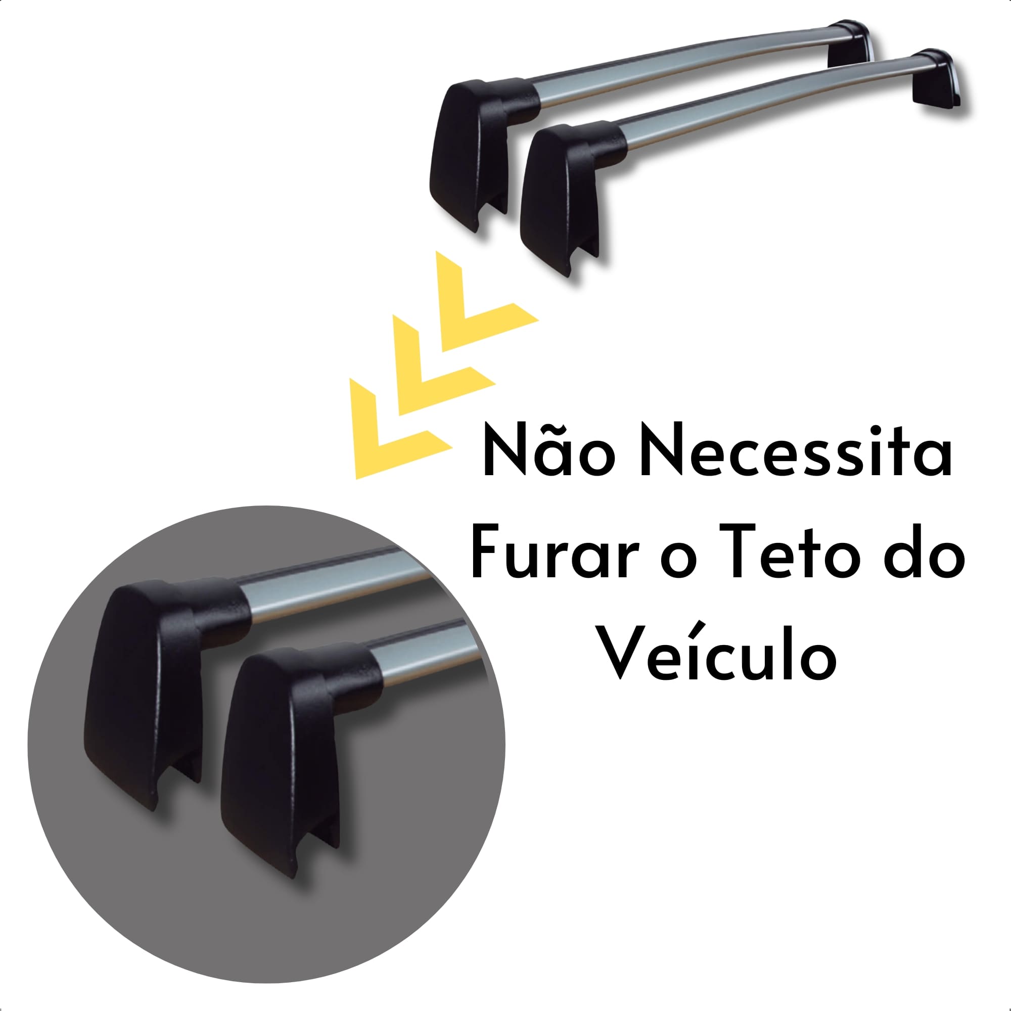 Rack Travessa Prata Creta 2022 e 2023 até 45Kg Presa na Longarina Sem Furar Projecar - HY-1040