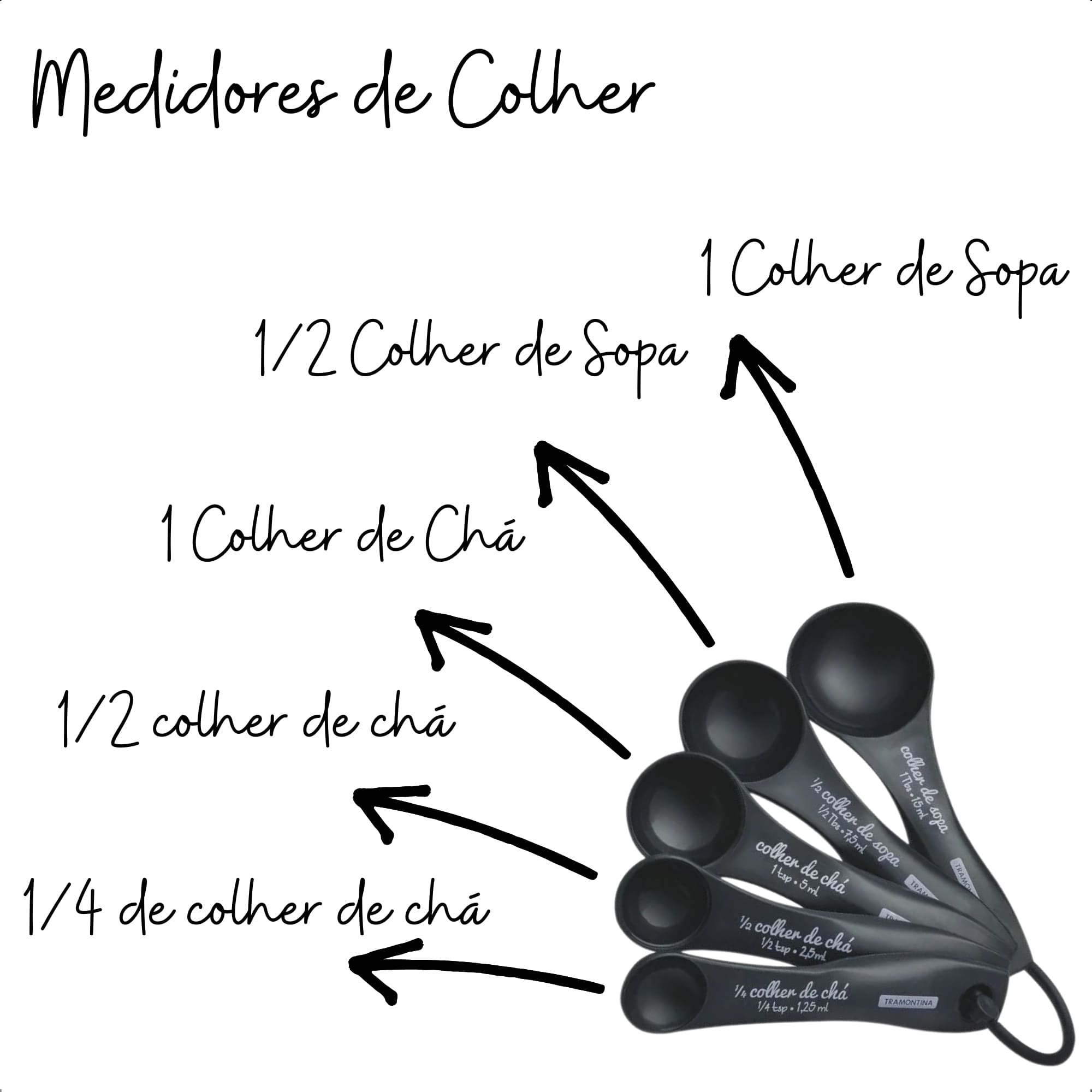 Jogo de Colher Medidora de Cozinha Tramontina Utilitá em Grafite ABS 5 Peças Cinza - 29899061