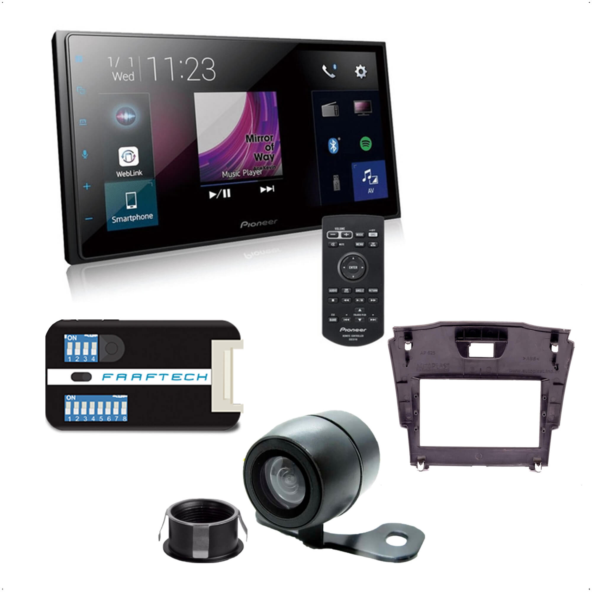 COMP Kit S10 S-10 2012 2013 2014 2015 2016 Multimídia 2 Din Pioneer DMH-Z5380TV + Moldura + Câmera de ré + Interface