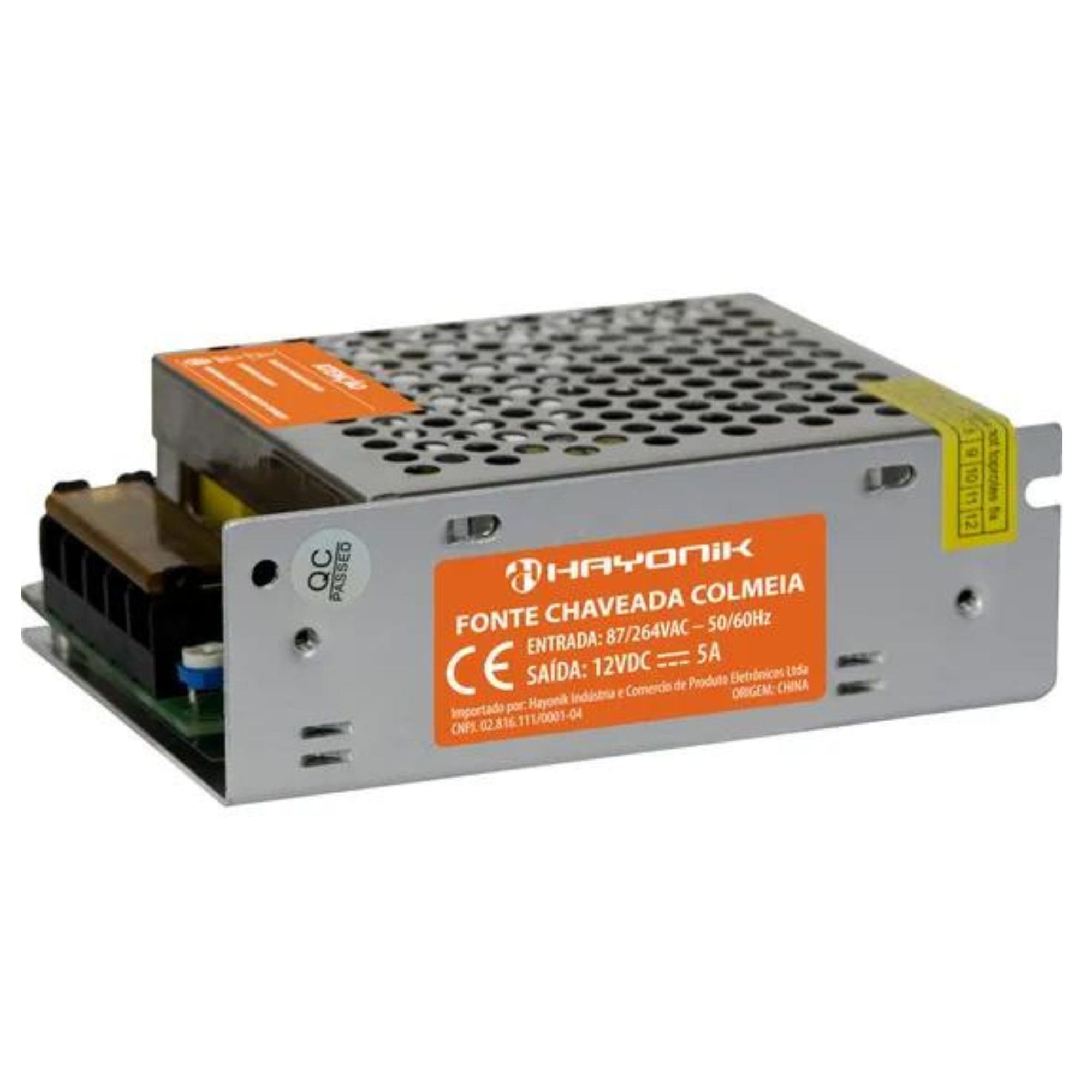 Fonte Chaveada Colmeia 12VDC 5A 60W Bivolt Automatica Hayonik - FTC1205