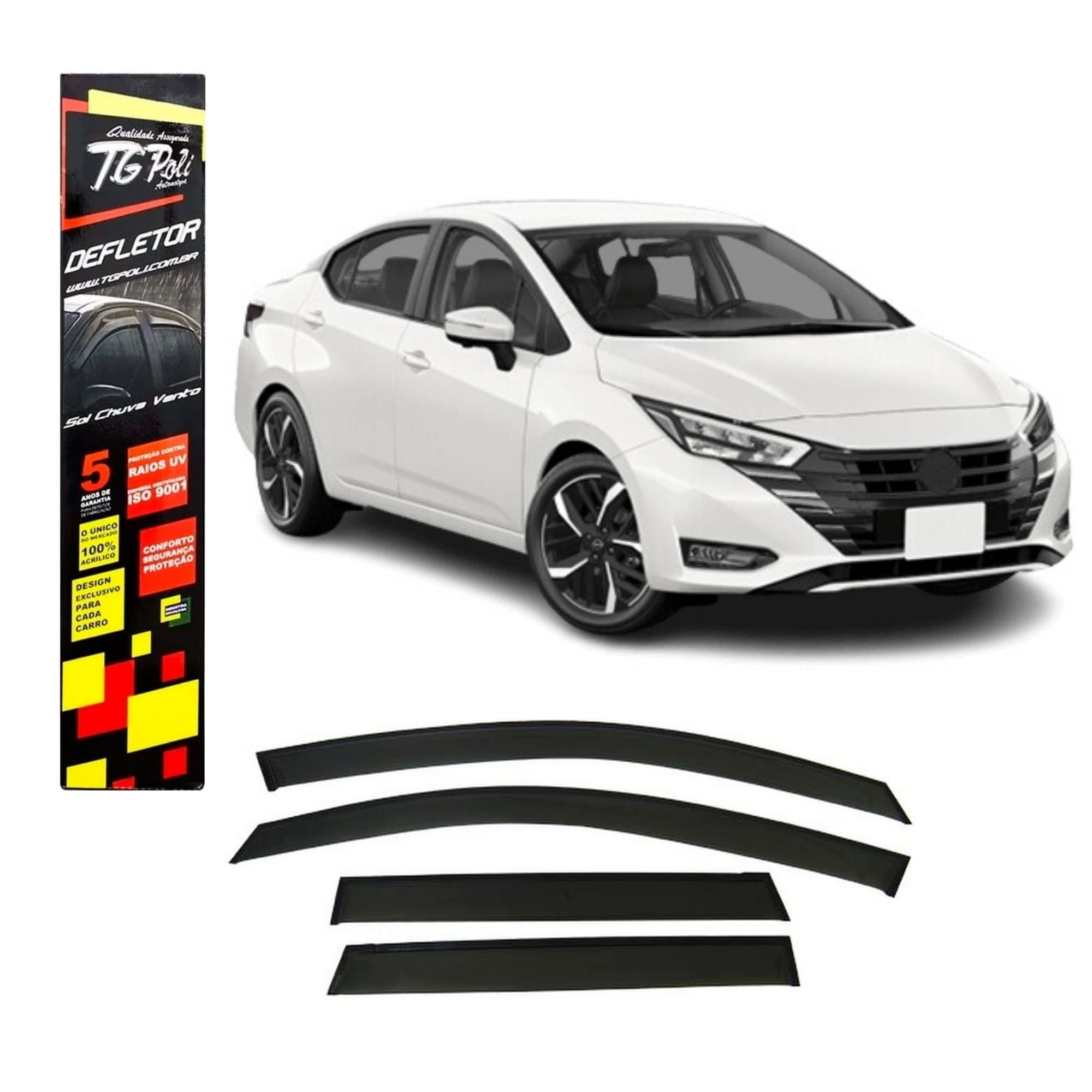 Calha Defletora Automotiva Inteiriça/Slim para Versa 4 Portas 2021 a 2025 Cor Fumê TG Poli - 32008