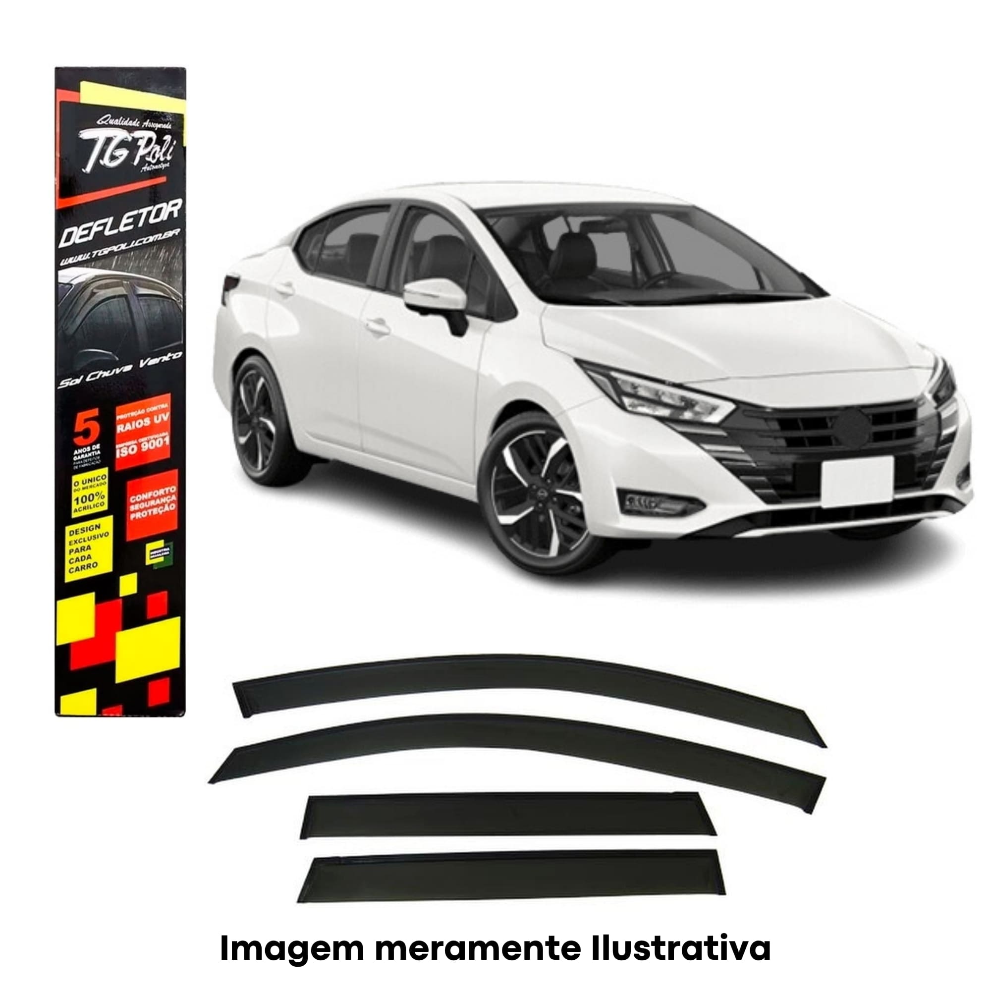 Calha Defletora Automotiva Inteiriça/Slim para Versa 4 Portas 2021 a 2025 Cor Fumê TG Poli - 32008
