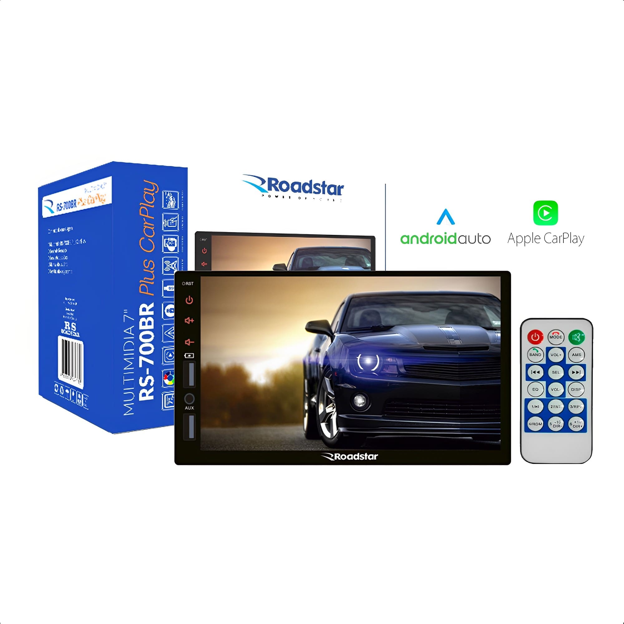 COMP Kit Multimídia Automotivo MP5 Roadstar - RS-700BR MI + Moldura HRV 2015 em diante + Interface + Câmera + Chicotes