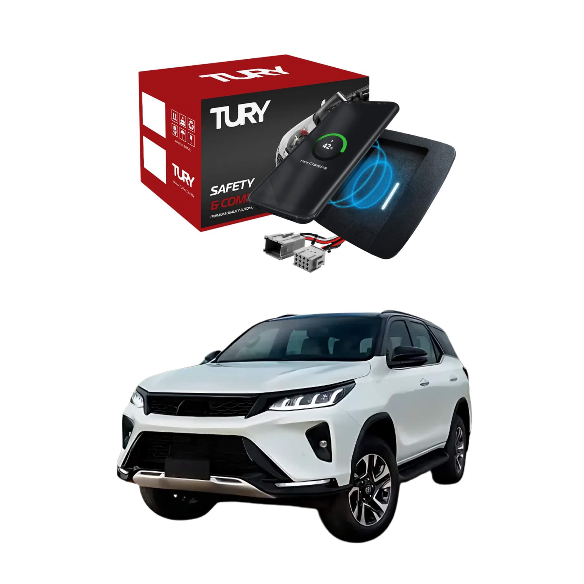 Carregador Automotivo Indutivo (Sem Fio) compatível com SW4 2016 Tury - ICharger 1.0 X