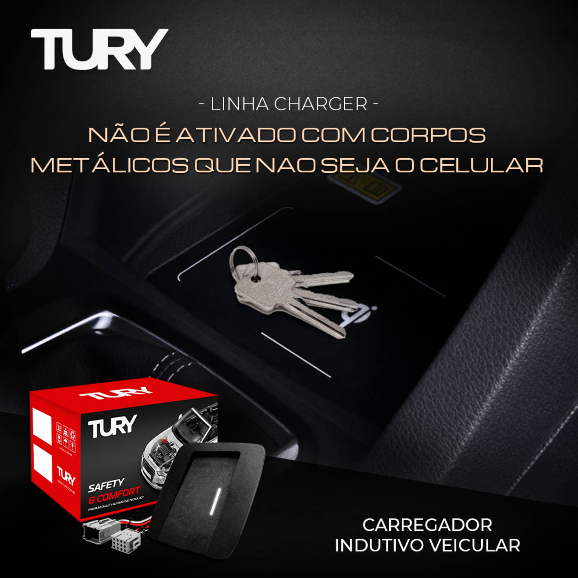 Carregador Automotivo Indutivo (Sem Fio) compatível com SW4 2016 Tury - ICharger 1.0 X