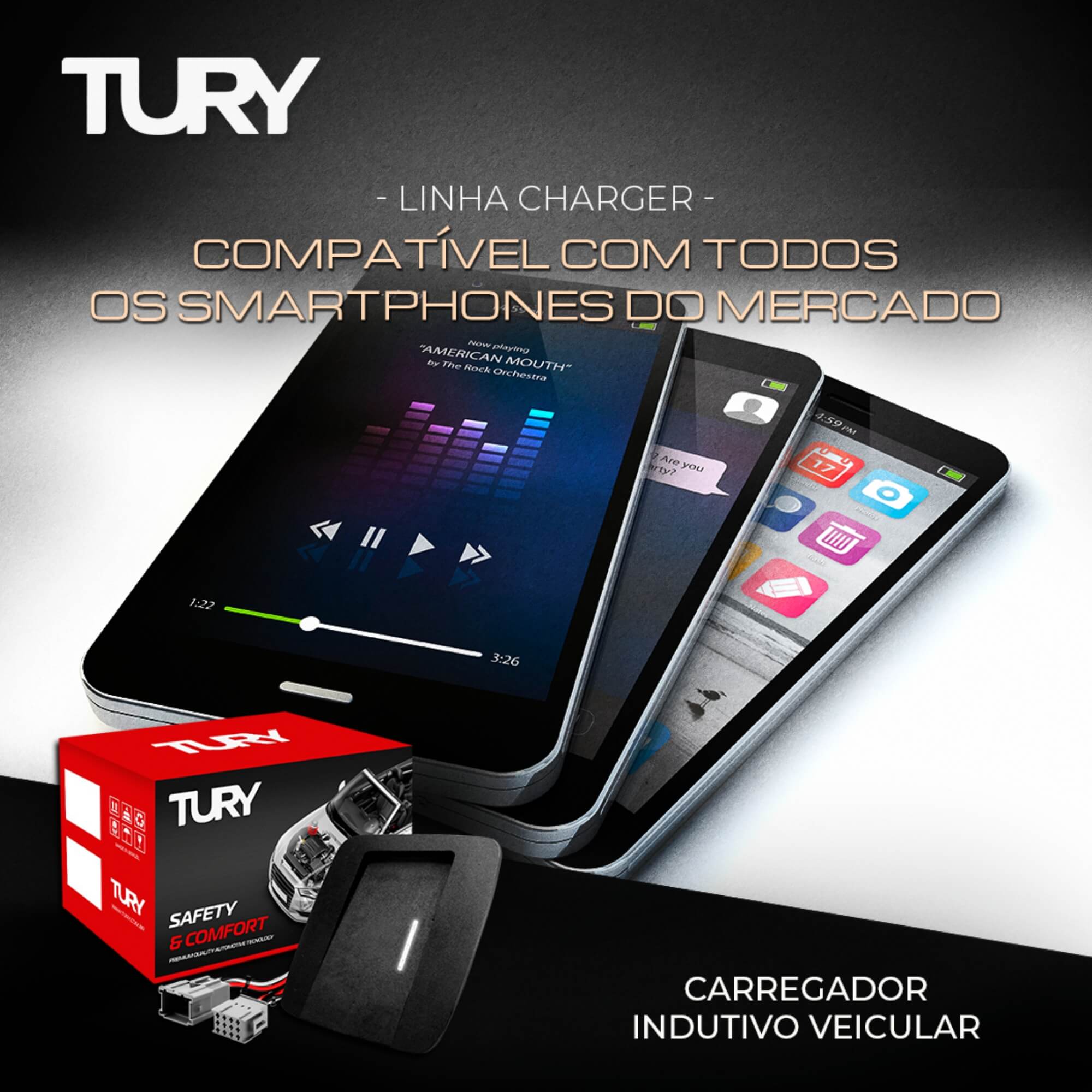 Carregador Automotivo Indutivo (Sem Fio) compatível com SW4 2016 Tury - ICharger 1.0 X