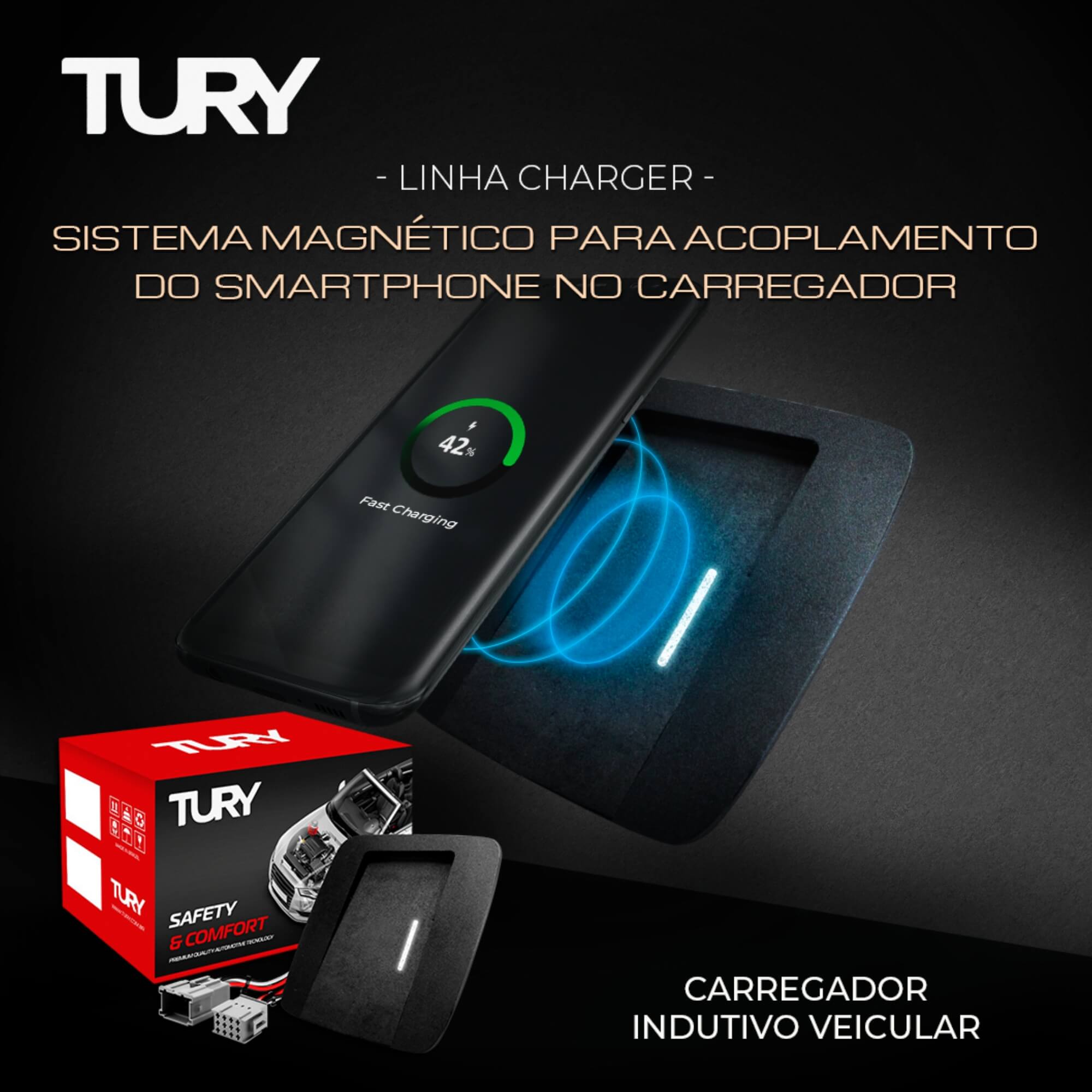 Carregador Automotivo Indutivo (Sem Fio) compatível com SW4 2016 Tury - ICharger 1.0 X