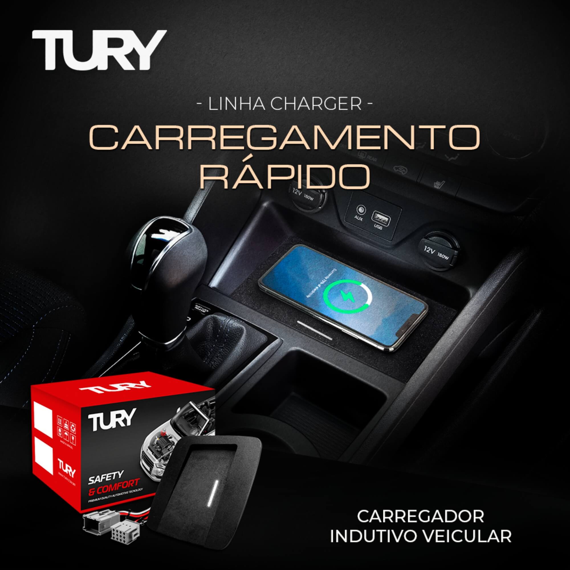 Carregador Automotivo Indutivo (Sem Fio) compatível com SW4 2016 Tury - ICharger 1.0 X