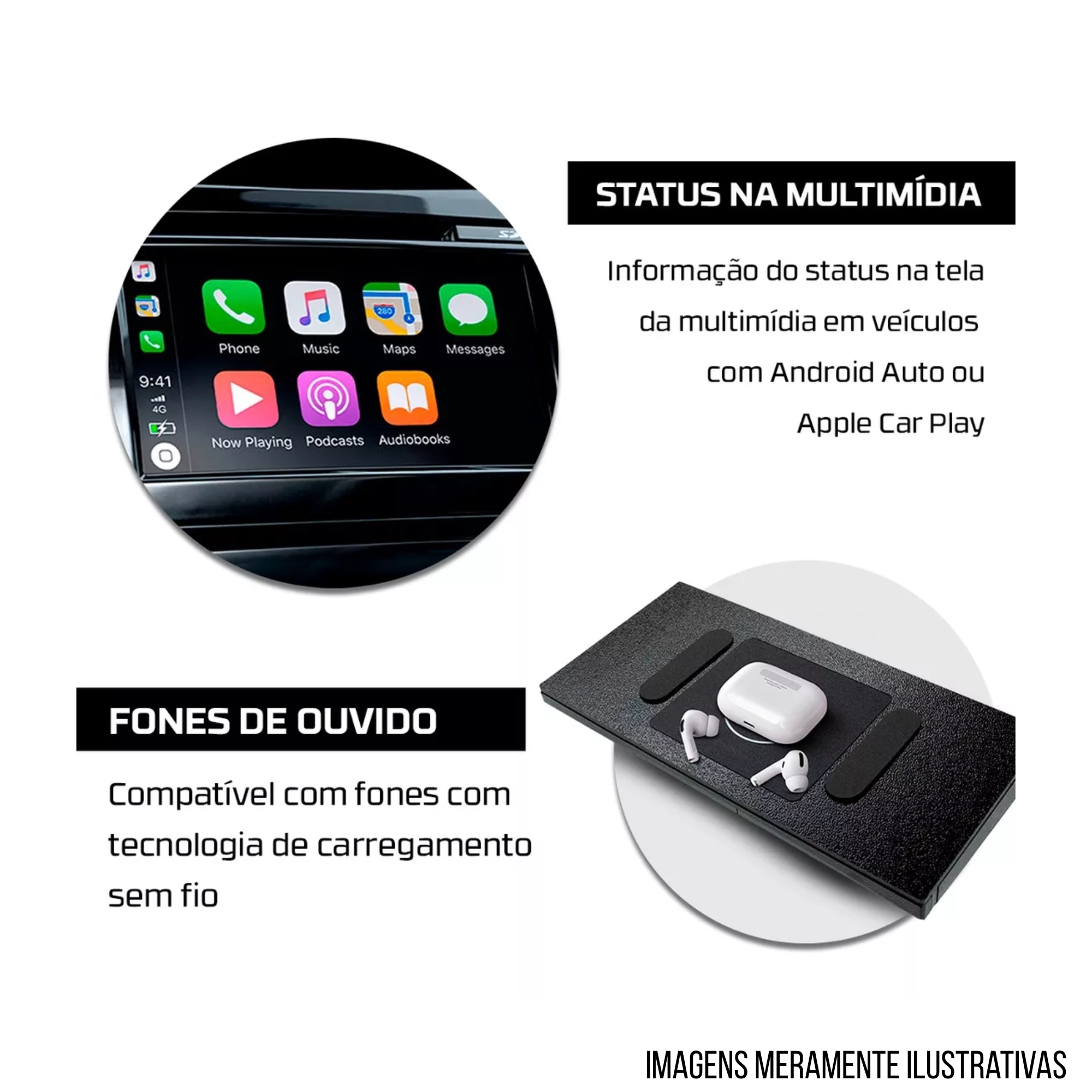 Carregador Automotivo Indutivo (Sem Fio) para Renegade 2019 até 2023 para Android e IOS Tury - ICharger 1.0 F