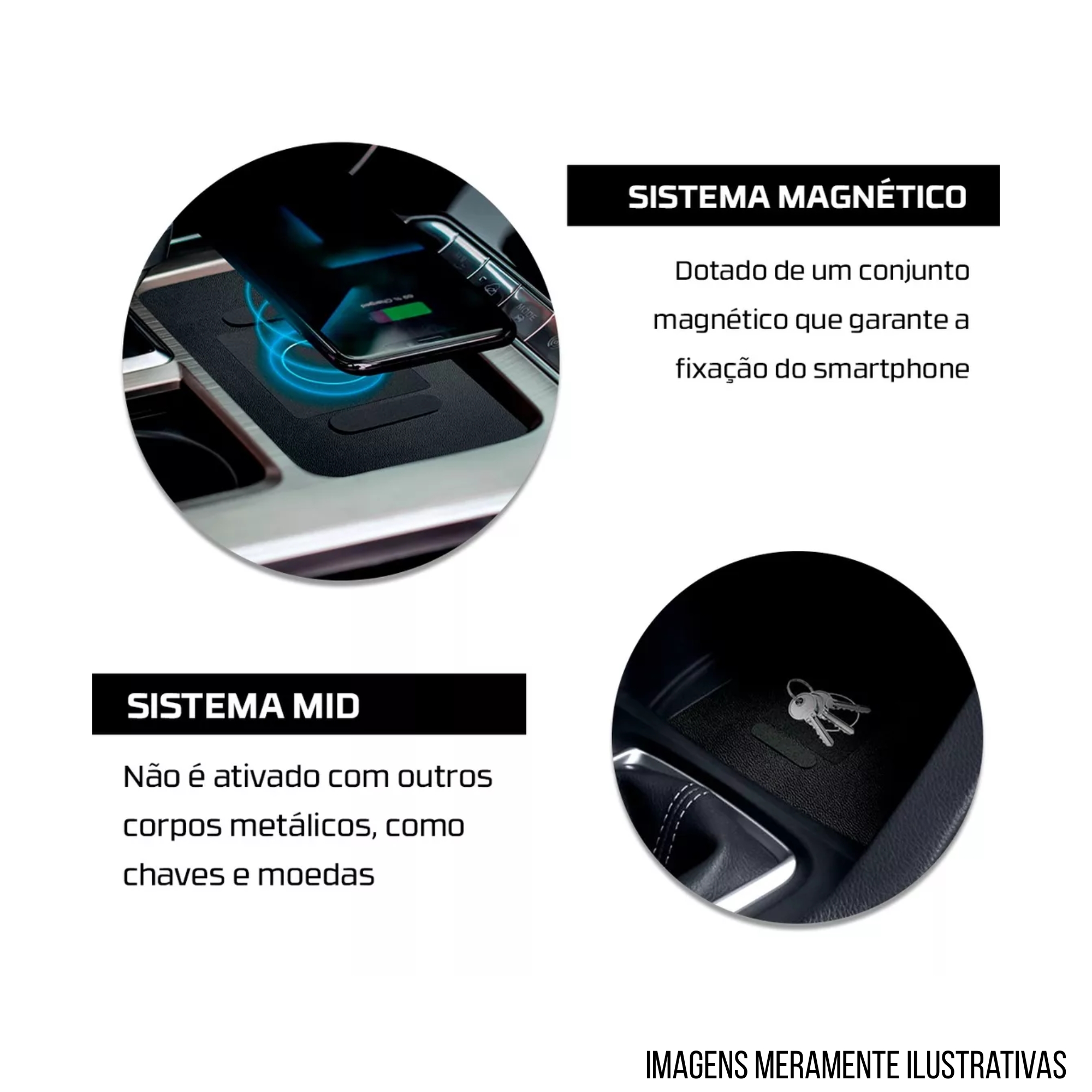 Carregador Automotivo Indutivo (Sem Fio) para Renegade 2019 até 2023 para Android e IOS Tury - ICharger 1.0 F