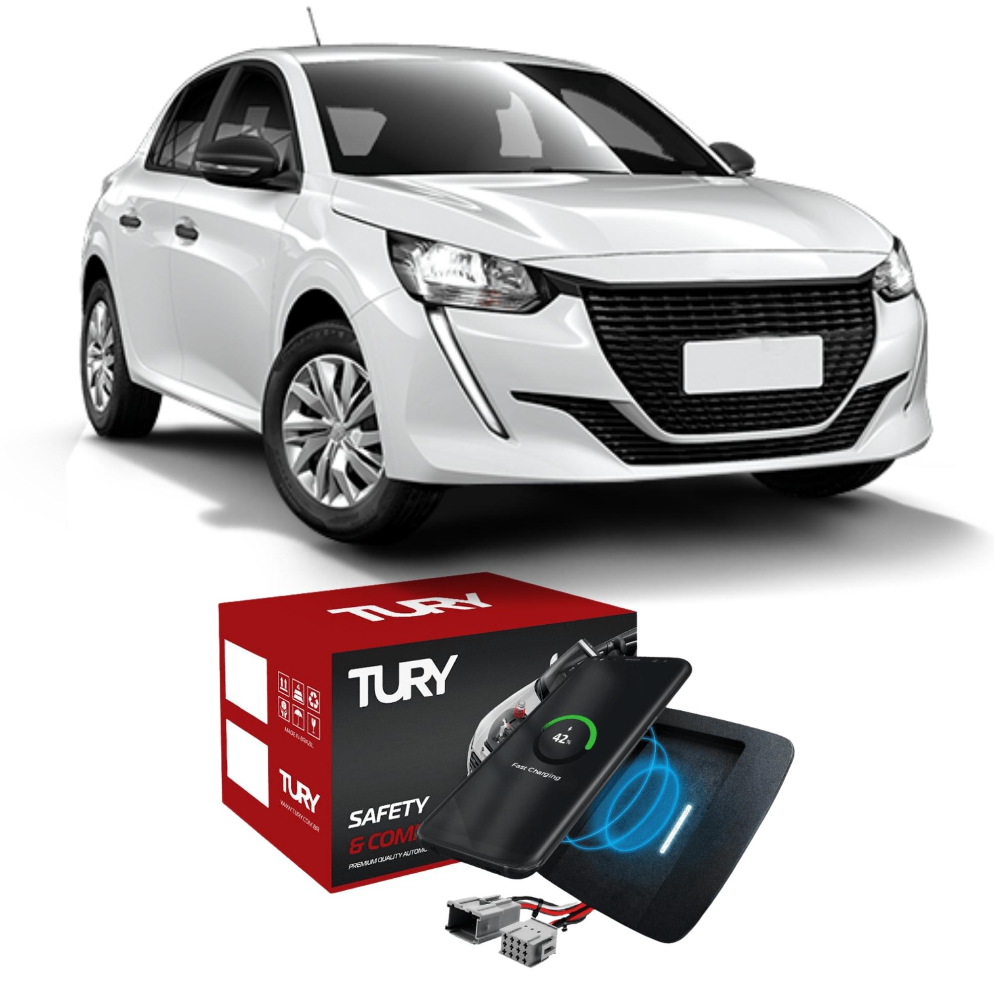 Carregador Automotivo Indut. (s/ Fio) p/ Peugeot 208 21/23 p/ Android e IOS Tury - ICharger 1.0 H
