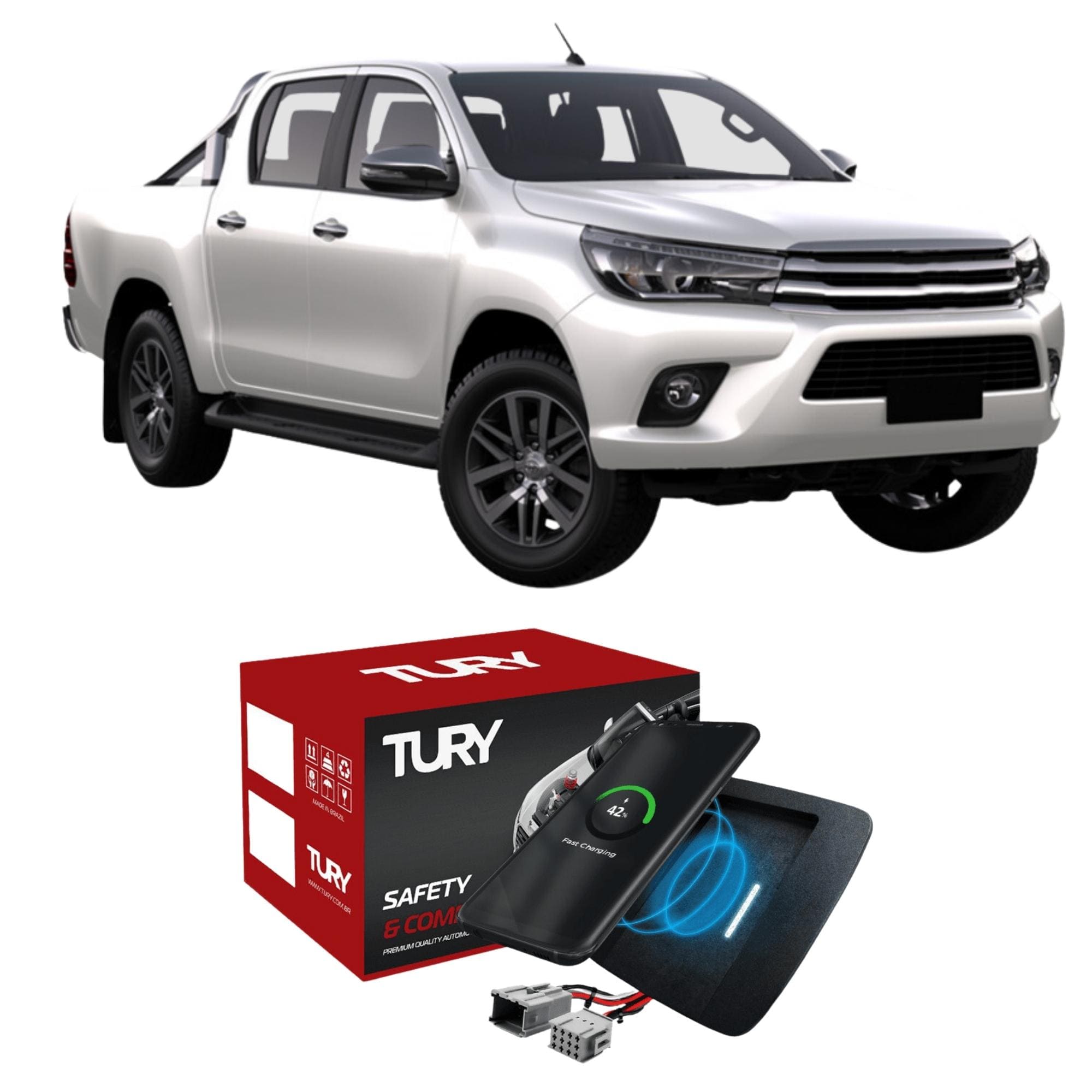 Carregador Automotivo Indutivo (Sem Fio) p/ Hilux 16/23 p/ Android e IOS Tury - ICharger 1.0 N