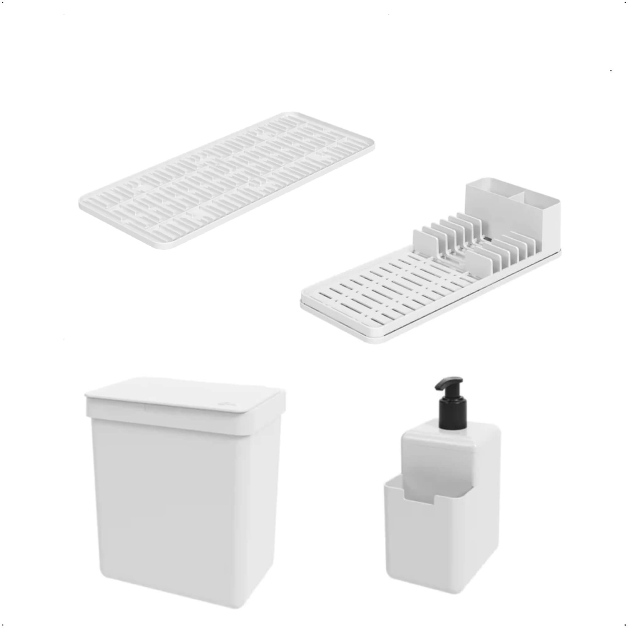 Kit de Acessórios para Cozinha 4 Peças Single Coza Branco Brinox - 99346/2007