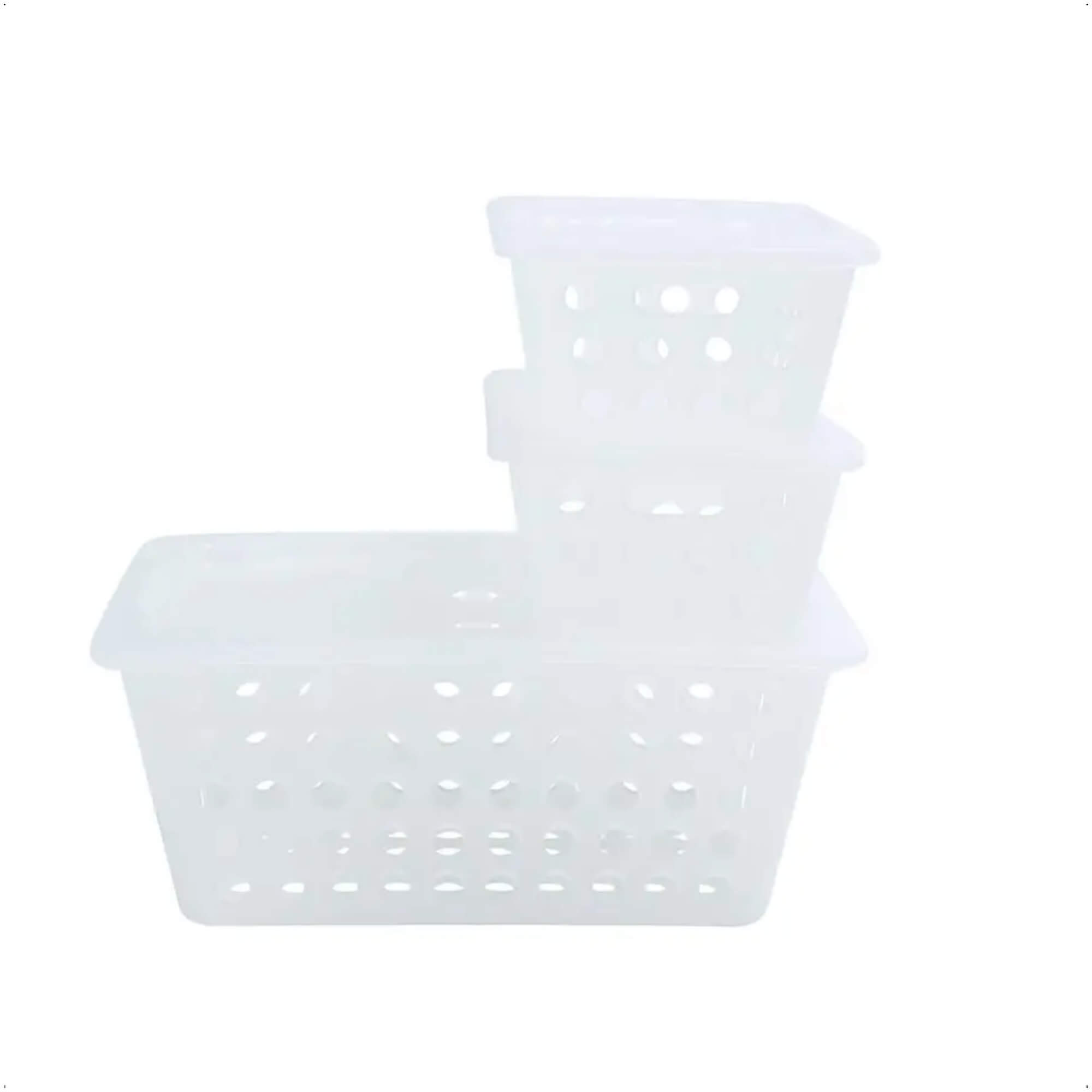 Kit Cesta Organizadora Coza c/ Tampa One Natural com 3 Peças Brinox - 99360/2001