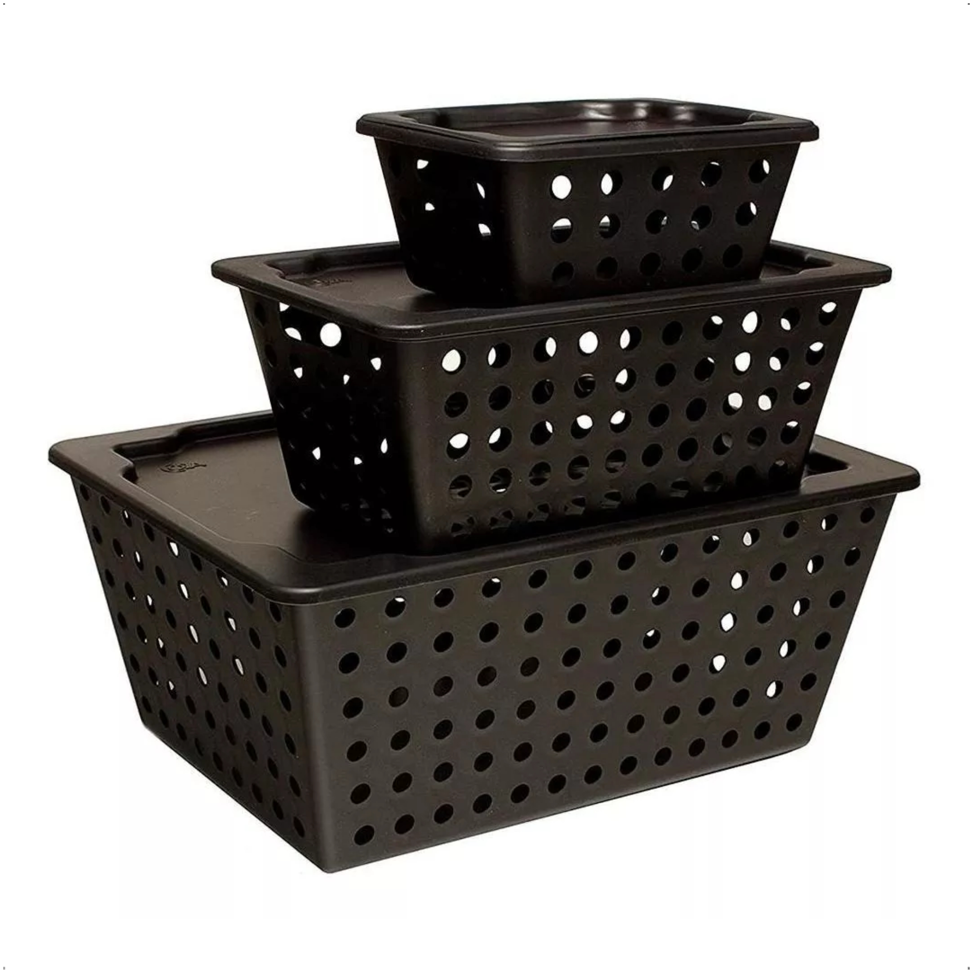 Kit Cesta Organizadoras One 3 Peças Preto Coza Brinox - 99360/2008