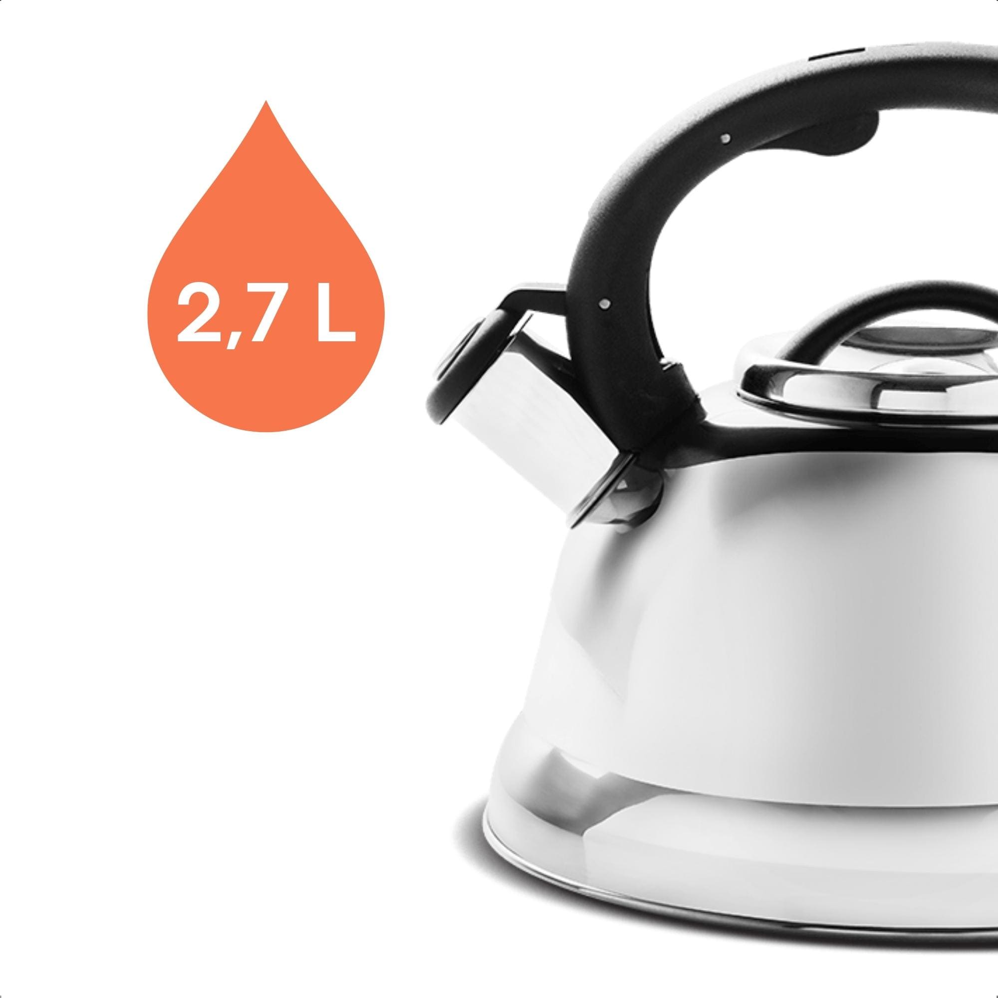 Chaleira 2,7L Apito Inox para Fogão a Gás Vitrocerâmico Elétrico Por Indução Brinox - 4875/100