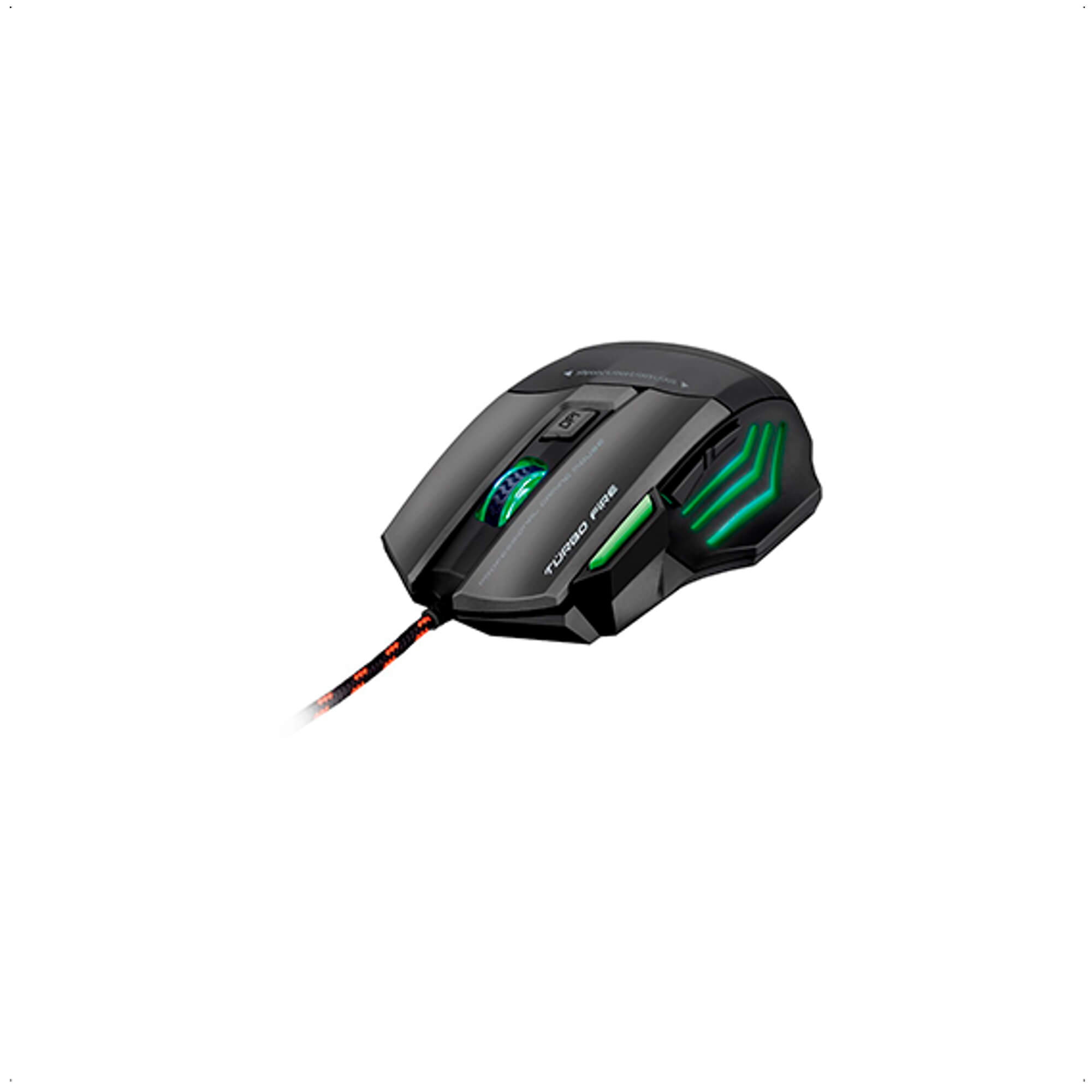 Mouse Gamer LED Warrior Laser Profissional 7 Botões Preto/Verde MO207 - Multilaser