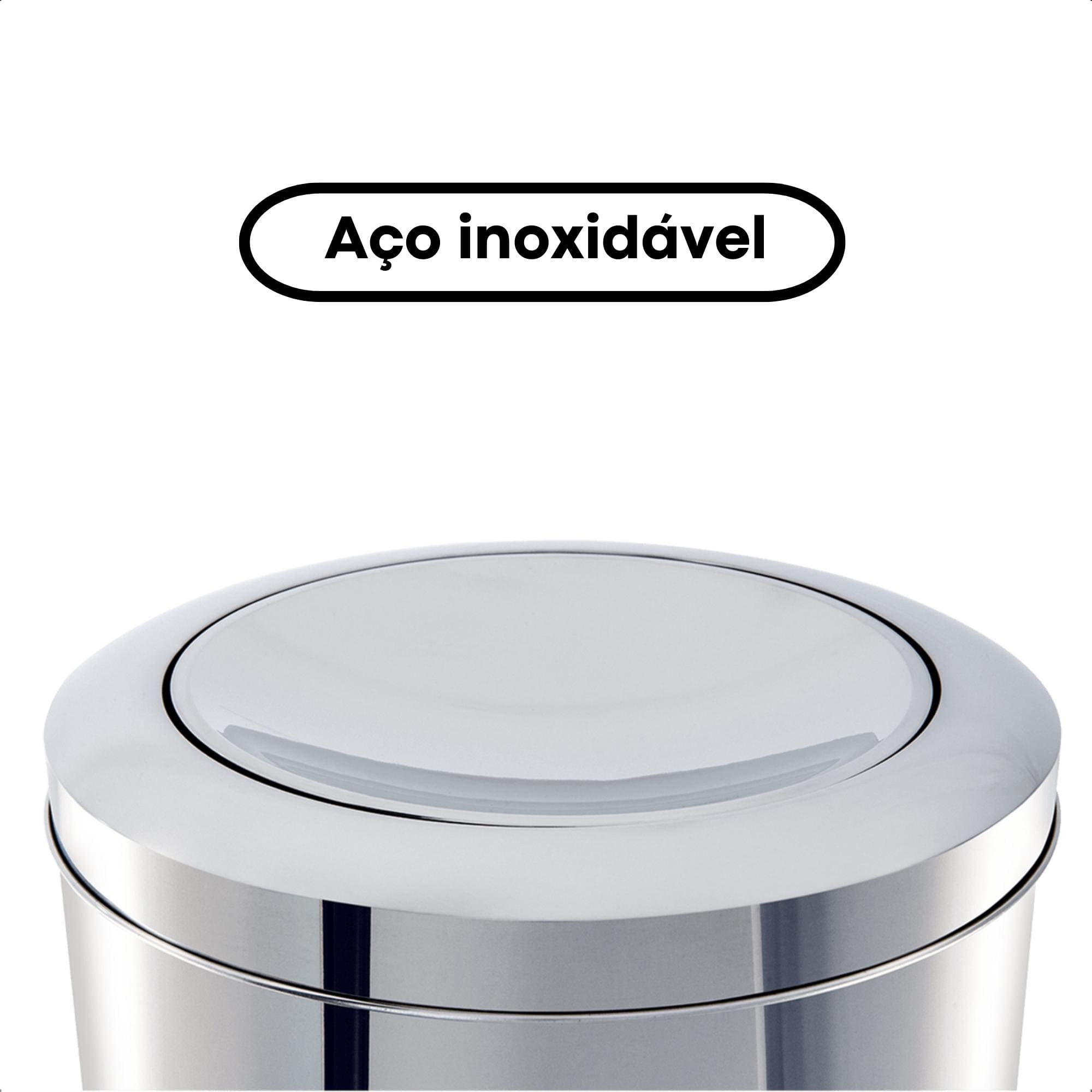 Lixeira Inox Decorline 5,4L com Tampa Basculante 20cm de Altura Brinox - 3032/202