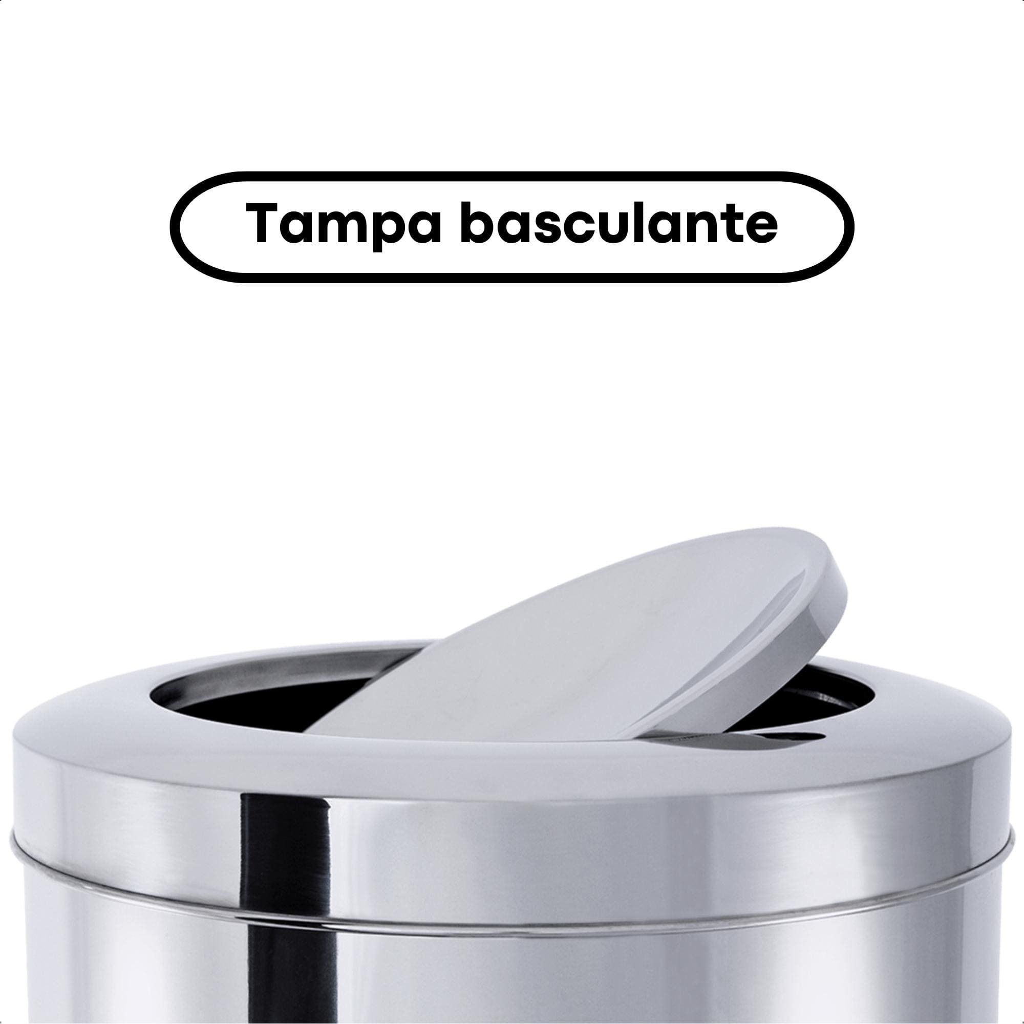 Lixeira Inox Decorline 5,4L com Tampa Basculante 20cm de Altura Brinox - 3032/202