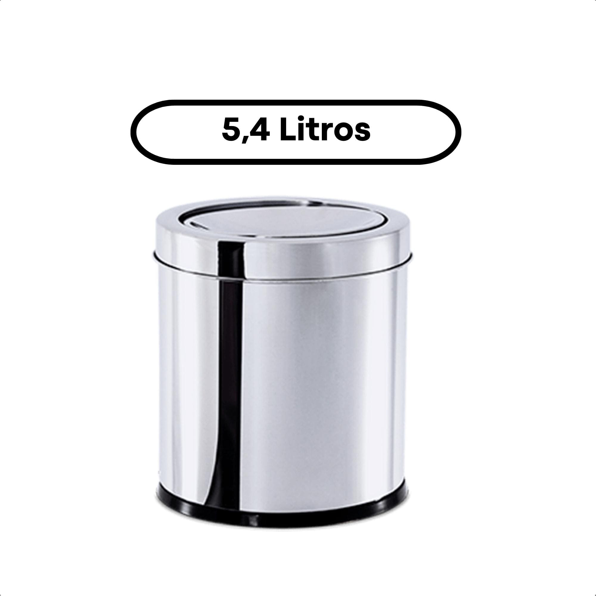Lixeira Inox Decorline 5,4L com Tampa Basculante 20cm de Altura Brinox - 3032/202
