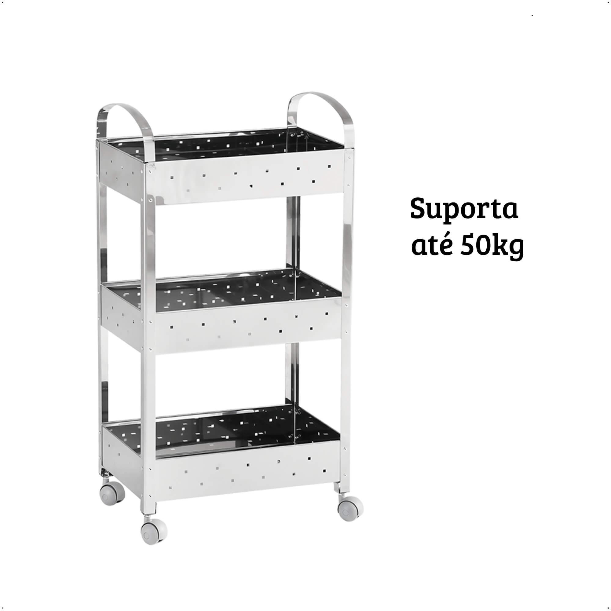 Carrinho Organizador Inox Suprema 40x28x77cm Brinox - 2098/499