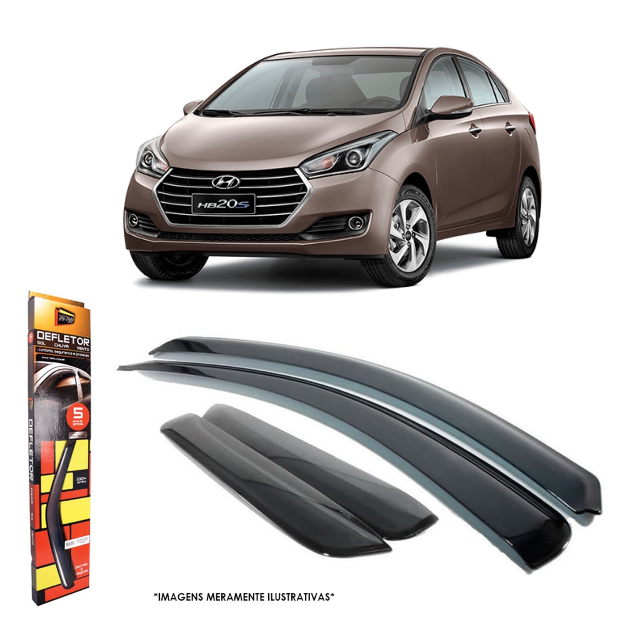 Calha De Chuva Defletor Tg Poli Vários Modelos Modelo do Carro:HB20 Hatch 2012 a 2019 4 Portas