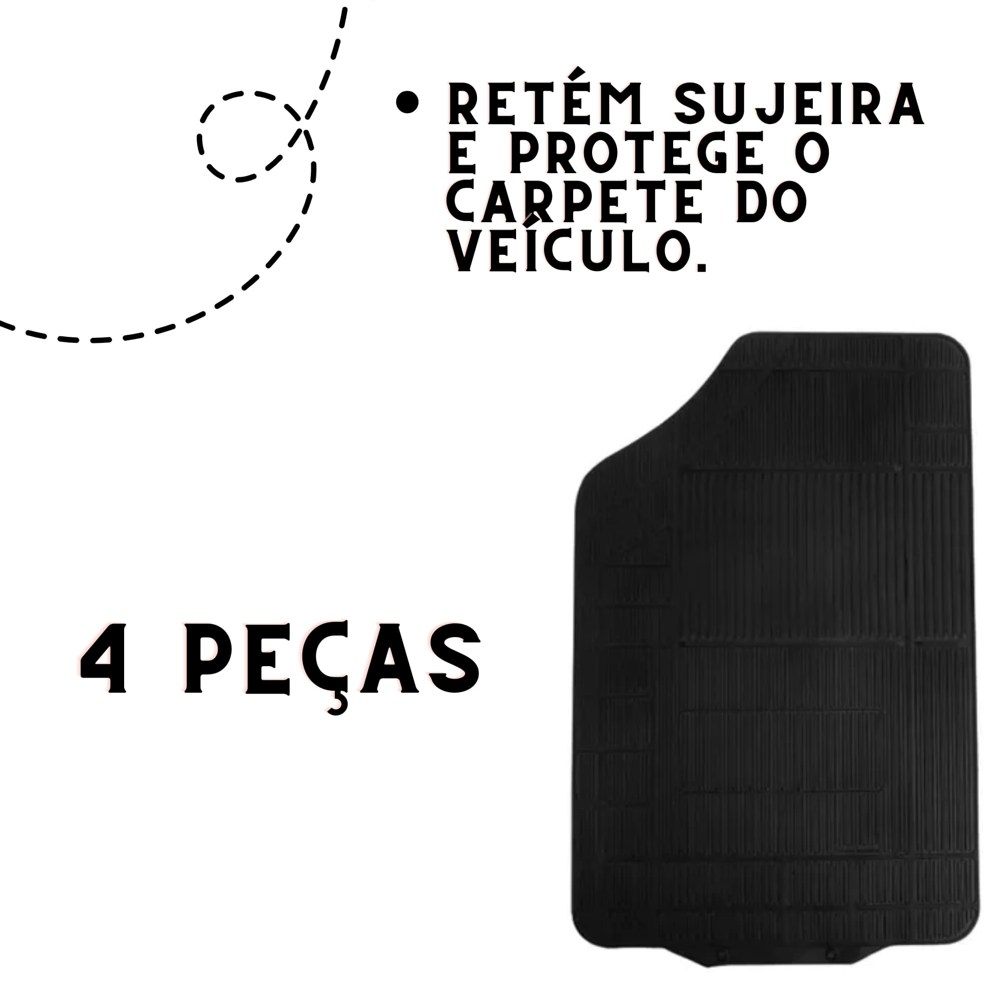Tapete Universal Serie DN 02 (KIT 4 PEÇAS) Preto Tapete Traseiros ,Tapetes Dianteiro