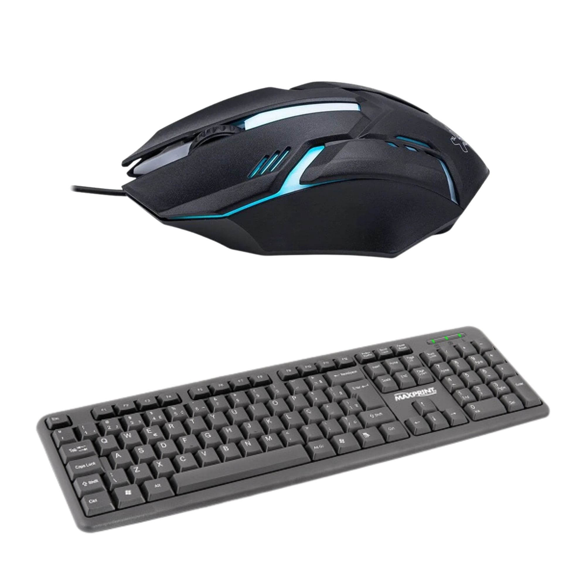 COMP Kit 10x Teclados USB Básico Preto Maxprint - 60814-5 + 10x Mouses Geek Max Com Fio Preto Maxprint - 60000083