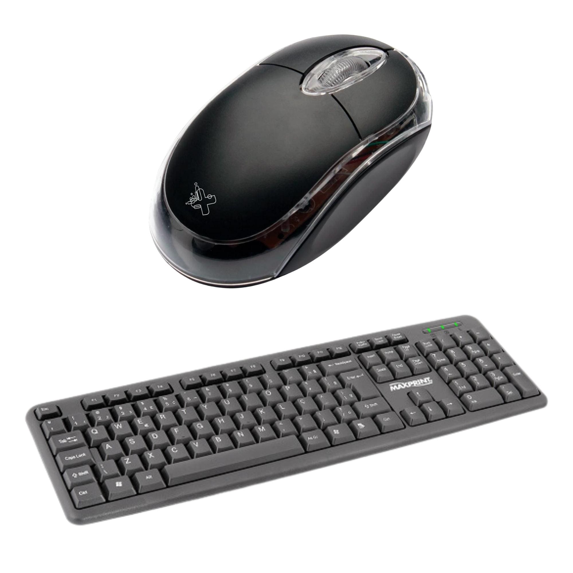 COMP Kit 10x Teclados USB Básico preto - 60814-5 - Maxprint + 10x Mouses USB Colors Black 1000DPI Maxprint - 6013872