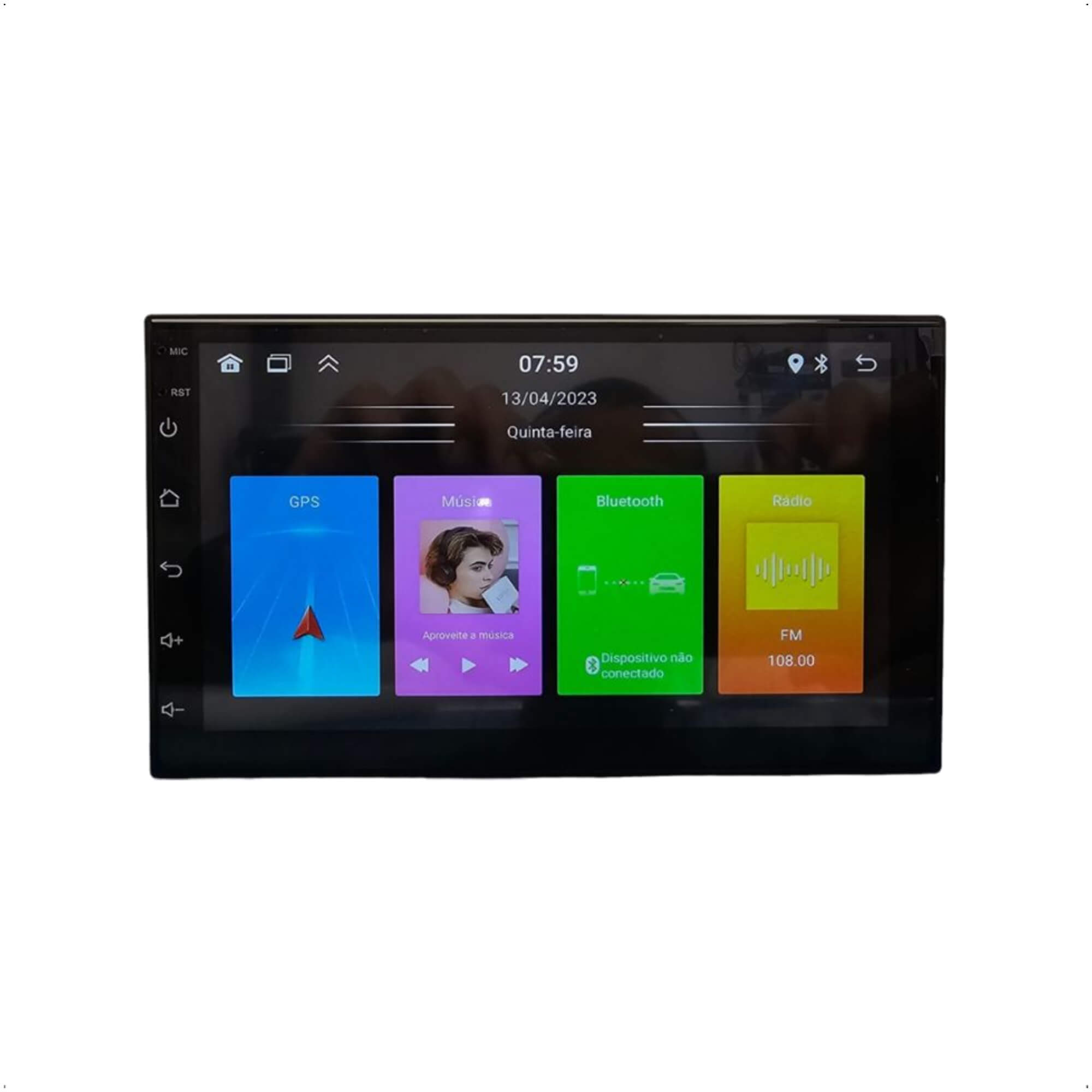 Multimidia Android MP51 DIN 7 Polegadas 2 G 32GB - Sem Fio - CP/AA - H-TECH HT-6823CA