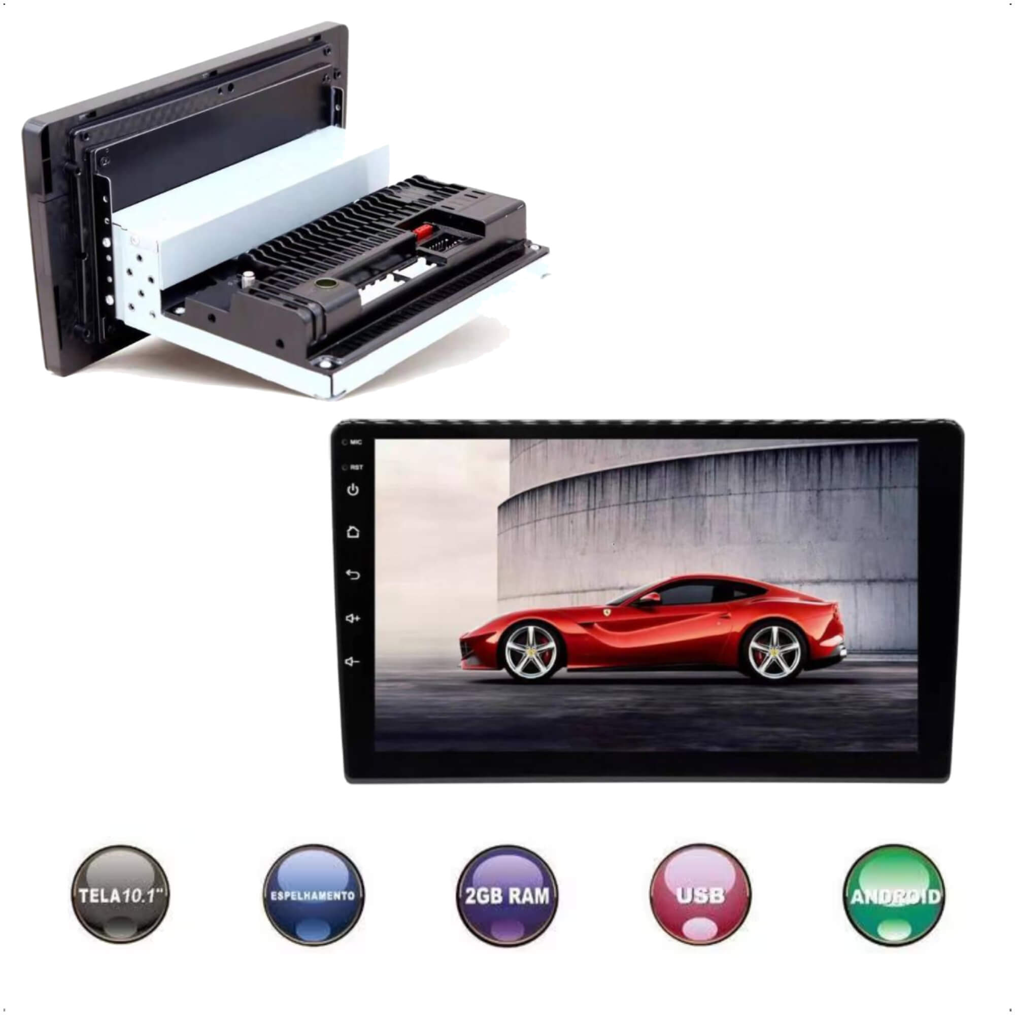 Multimidia Android Smart Midia 1 DIN 9 Polegadas 2 G 32GB Espelhamento CP/AA - H-Tech HT-9823CA