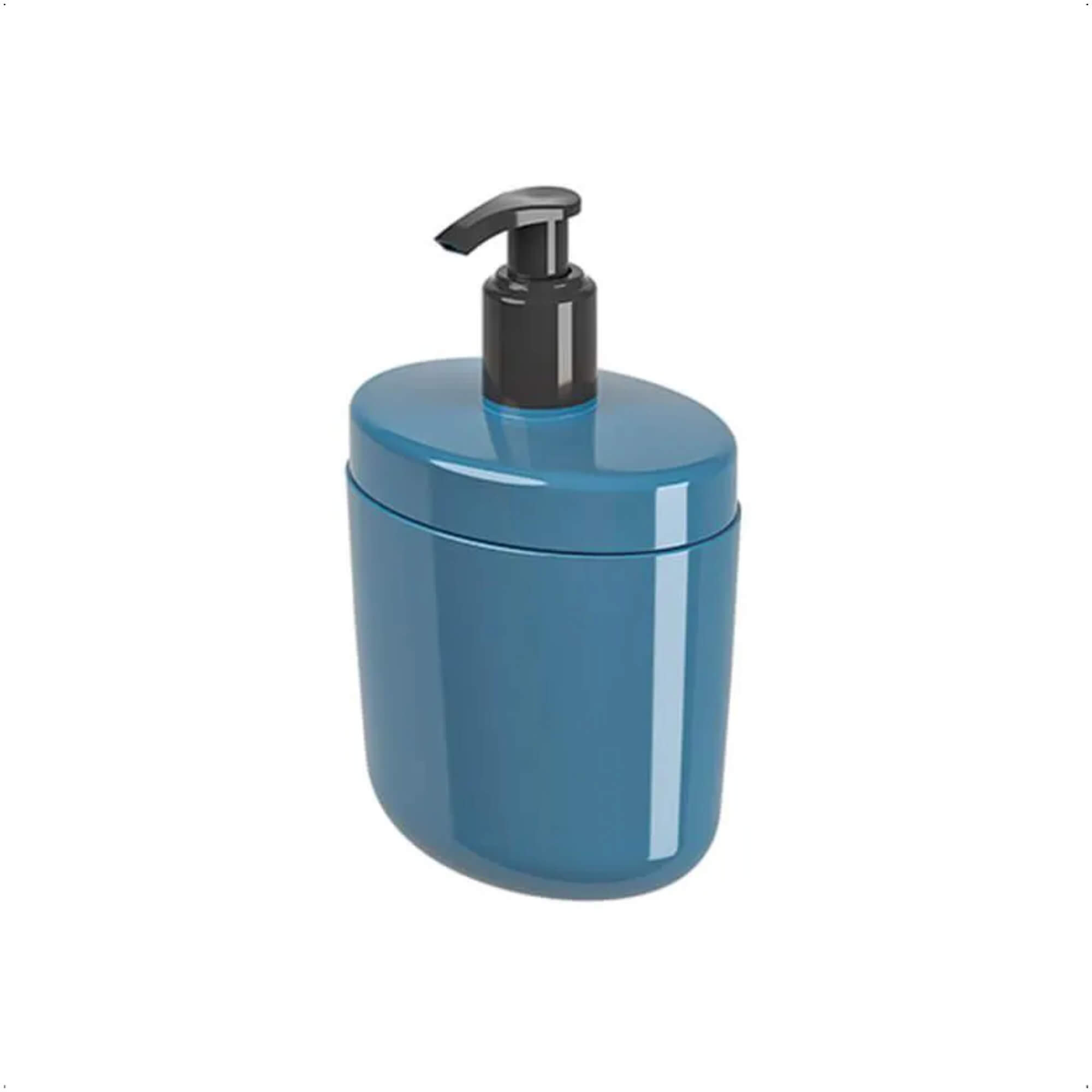 Kit de Banheiro Lixeira Porta Sabonete Saboneteira 5 Peças Flora Ocean Azul Brinox - 99398/2533