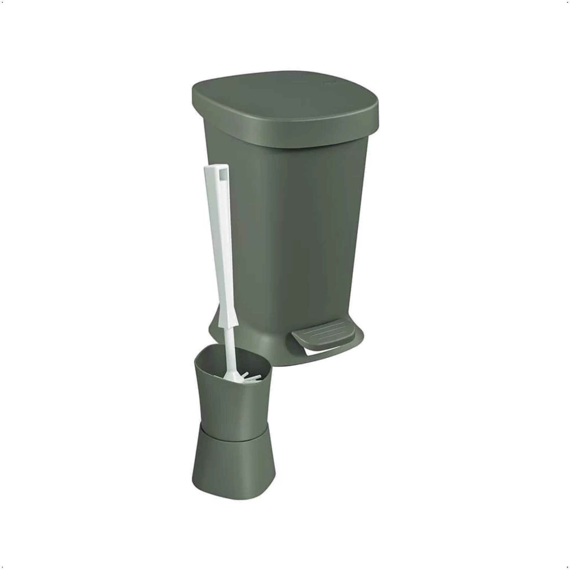 Kit de Banheiro com Lixeira e Escova Sanitária 7 Peças Flora Verde Amazônia Brinox - 99400/2530