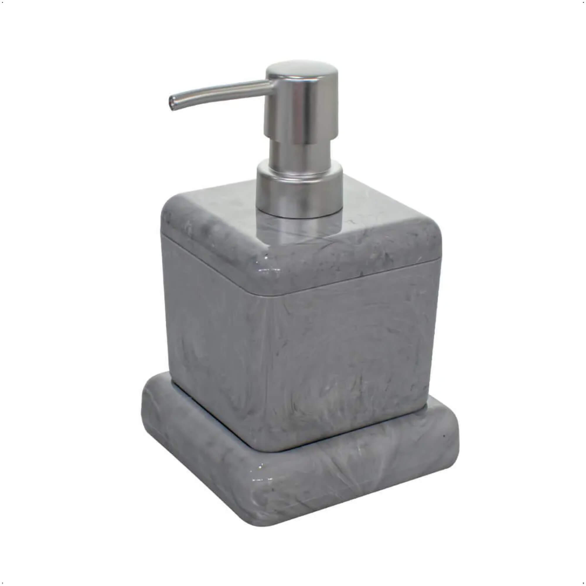 Kit de Acessórios Banheiro Lavabo 3 peças Cube Marmorizado Cinza - Coza 99357/2480