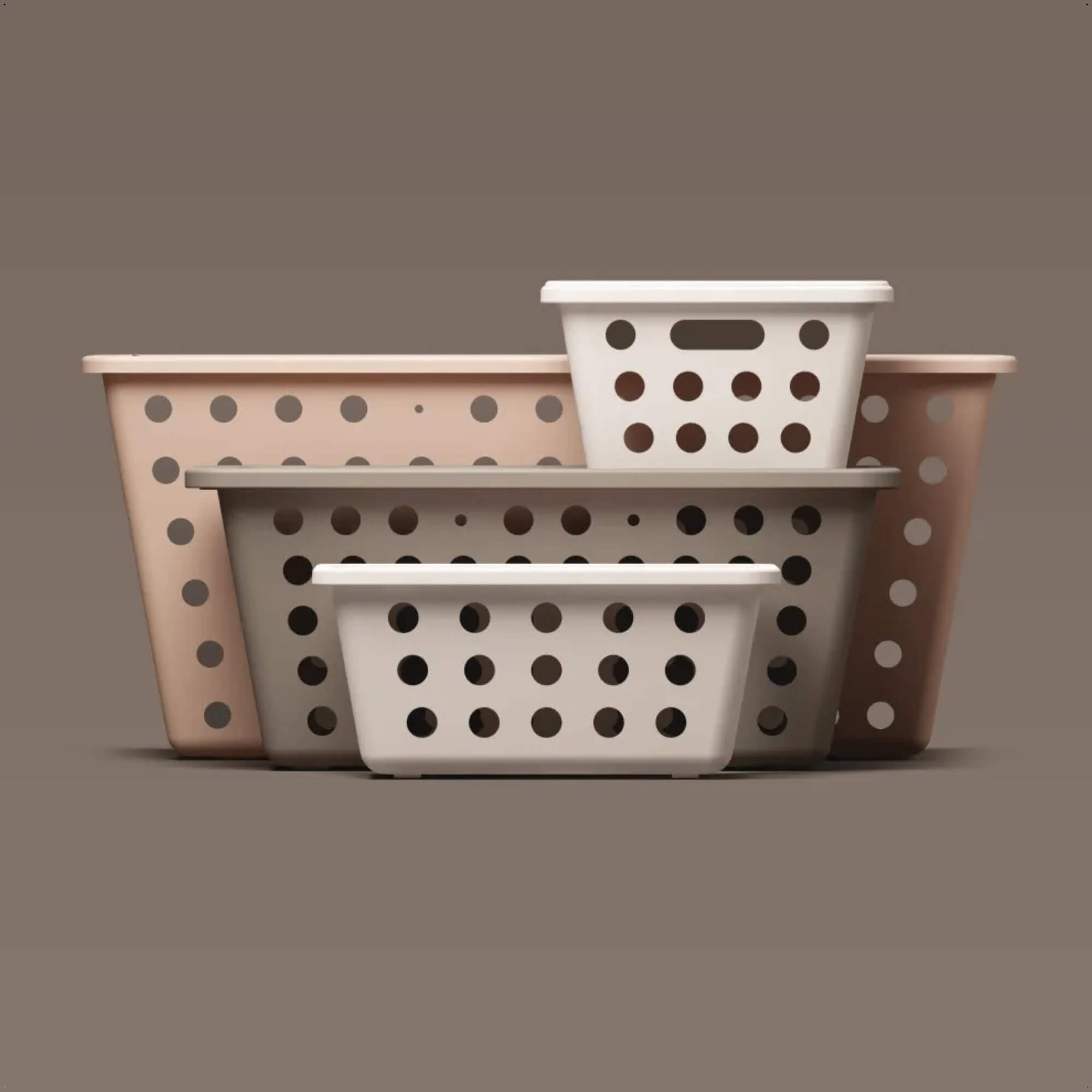 Kit de Cestos Organizadores One Cinza com Tampa 3 Peças Coza/Brinox - 99360/2126