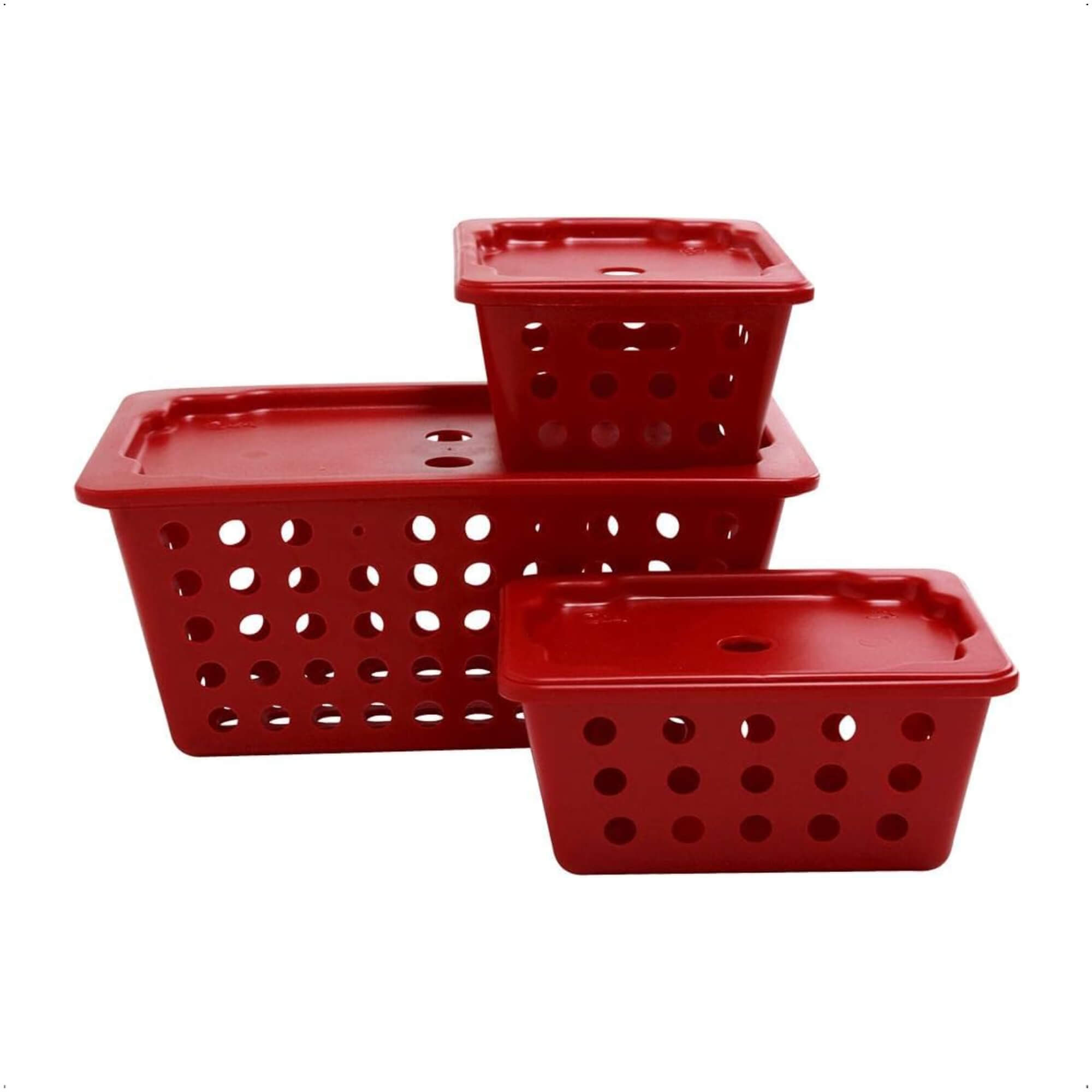 Kit Cesta com tampa One 3 Peças Vermelho Bold Coza - 99360/2465