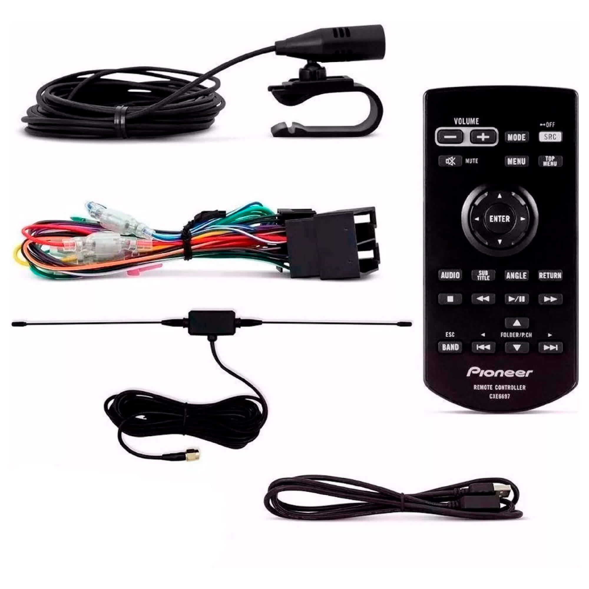 COMP Kit Multimídia Pioneer AVH-Z5280TV Leitor CD DVD + Moldura Palio + Chicotes + Camera