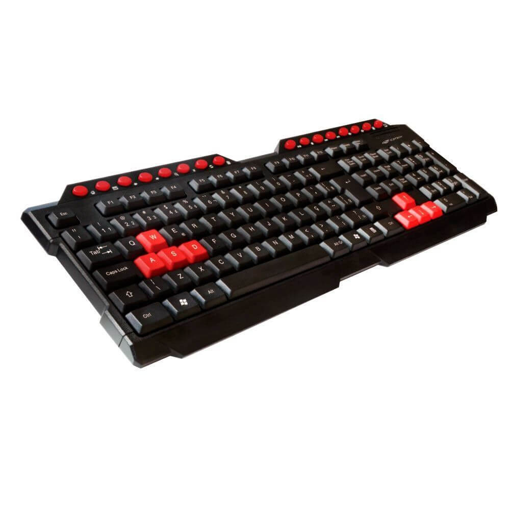 Teclado USB multimidia Gamer preto e vermelho KG-10BK - C3Tech