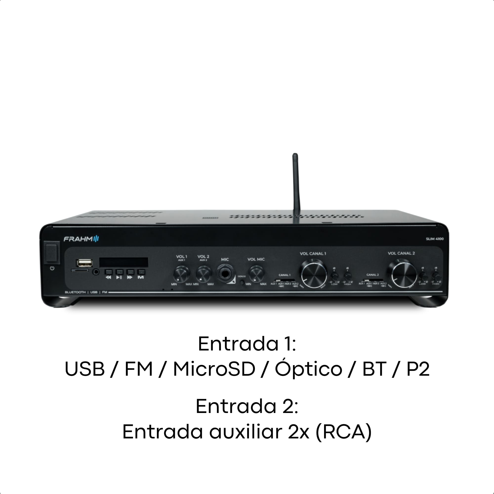 Som Ambiente Amplificador Slim 4100 Optical G5 300W RMS (2x150W) 2 Ohms RCA Bluetooth Frahm - 32114