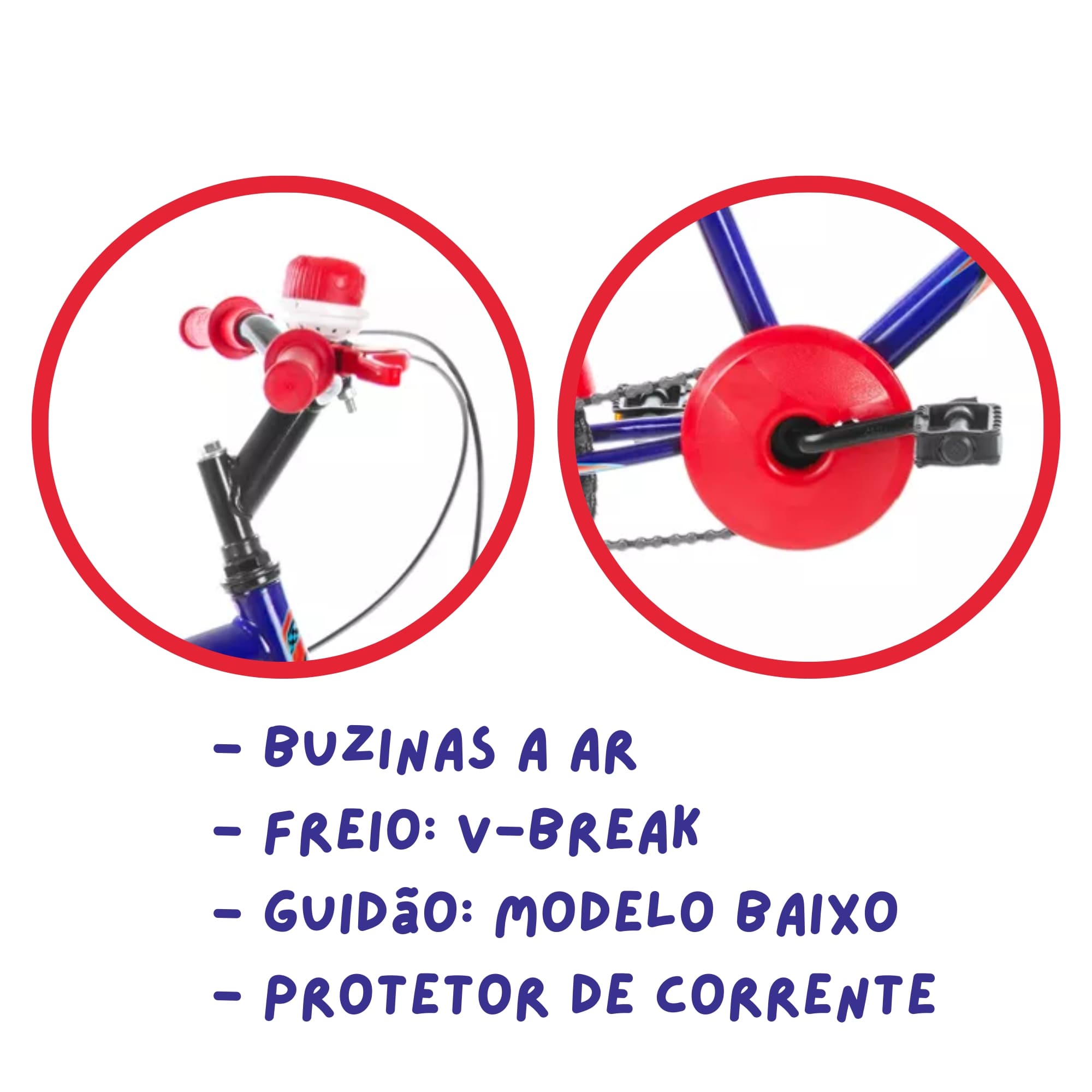 Bicicleta Infantil Azul Vermelho Aro 16 Crianças de 4 a 6 anos Cesta Buzina Ultrabikes BM16-01AZVM